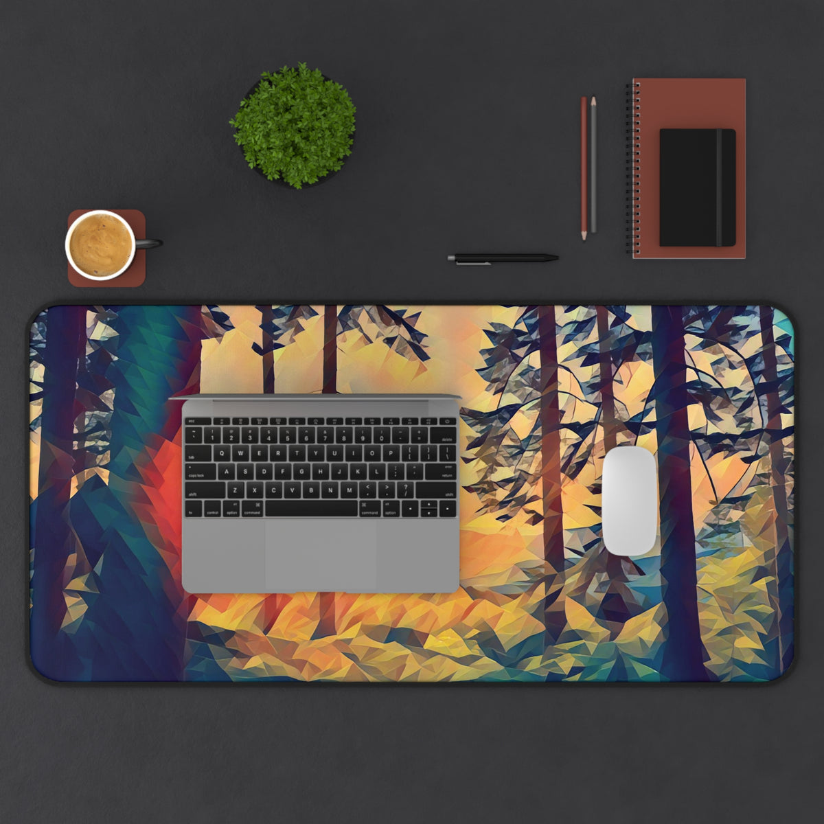 Desk Mat - Poly Art - Forest Sunset (Variant 2)