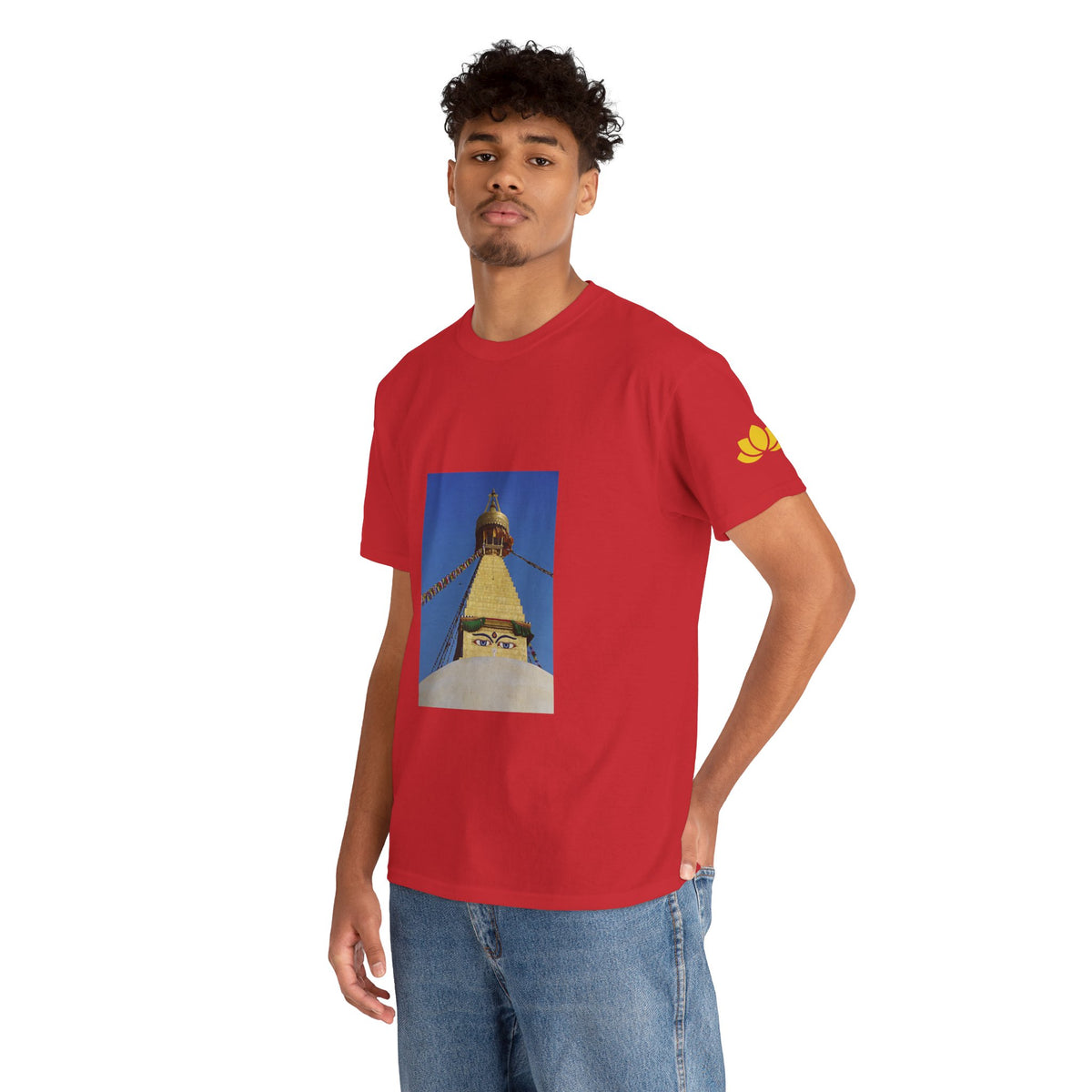 Unisex Heavy Cotton Tee - Nepal, Buddha's Eyes (Variant 1)