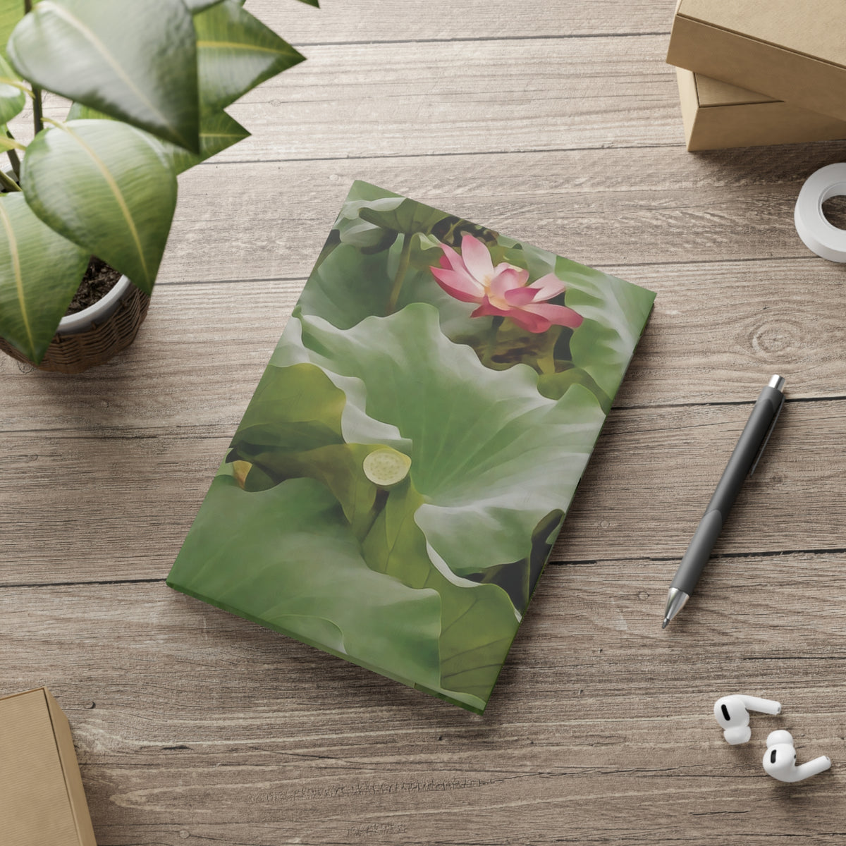 Hardcover Notebook with Puffy Covers - Flower of Lotus
