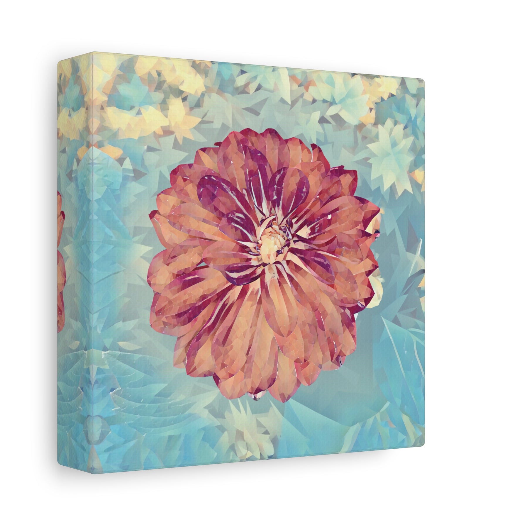 Stretched Matte Canvas - Poly Art - Flower of Dahlia (Variant 1)