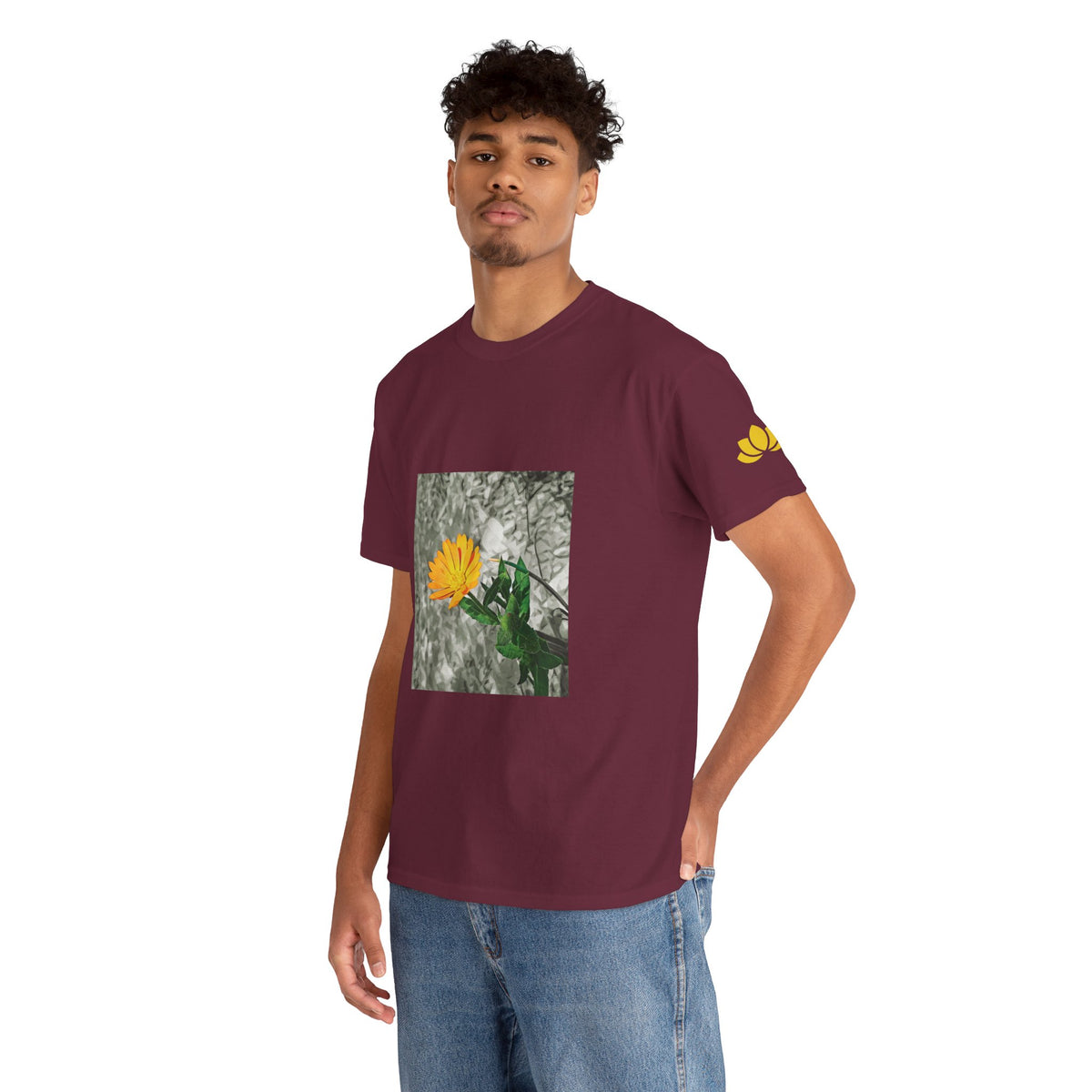 Unisex Heavy Cotton Tee - Poly Art - Flower of Calendula (Variant 1)