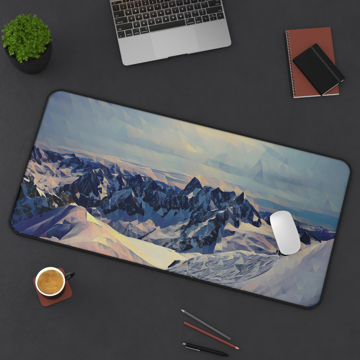 Desk Mat - Poly Art - View from Mont Blanc (Variant 2)