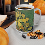 Ceramic White Cup 15oz - Poly Art - Flower, Yellow