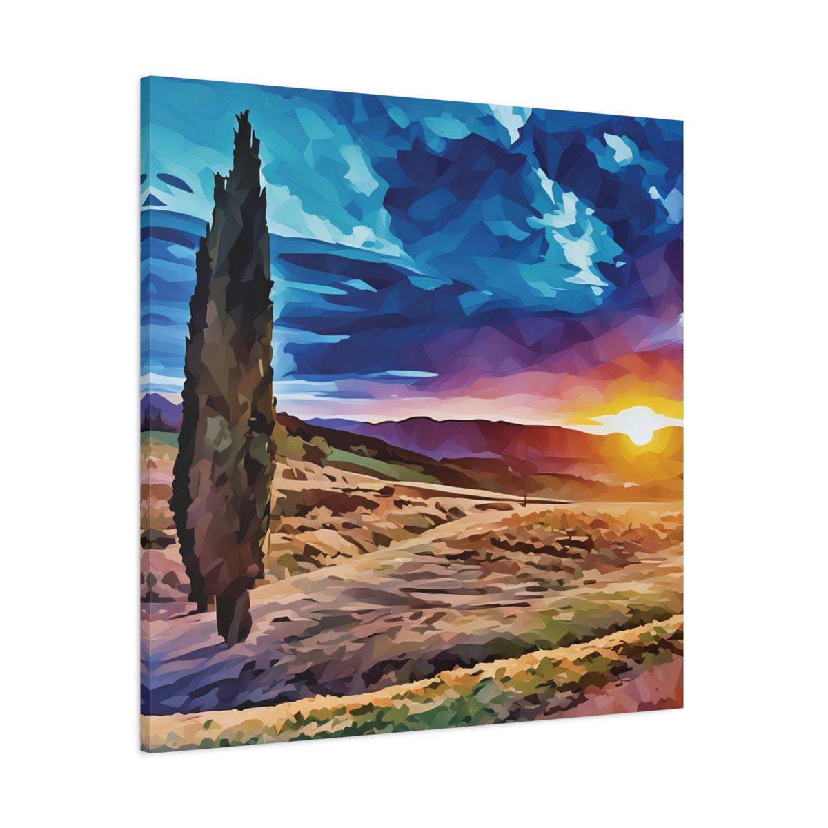 Stretched Matte Canvas - Poly Art - Tuscan Landscape (Variant 2)