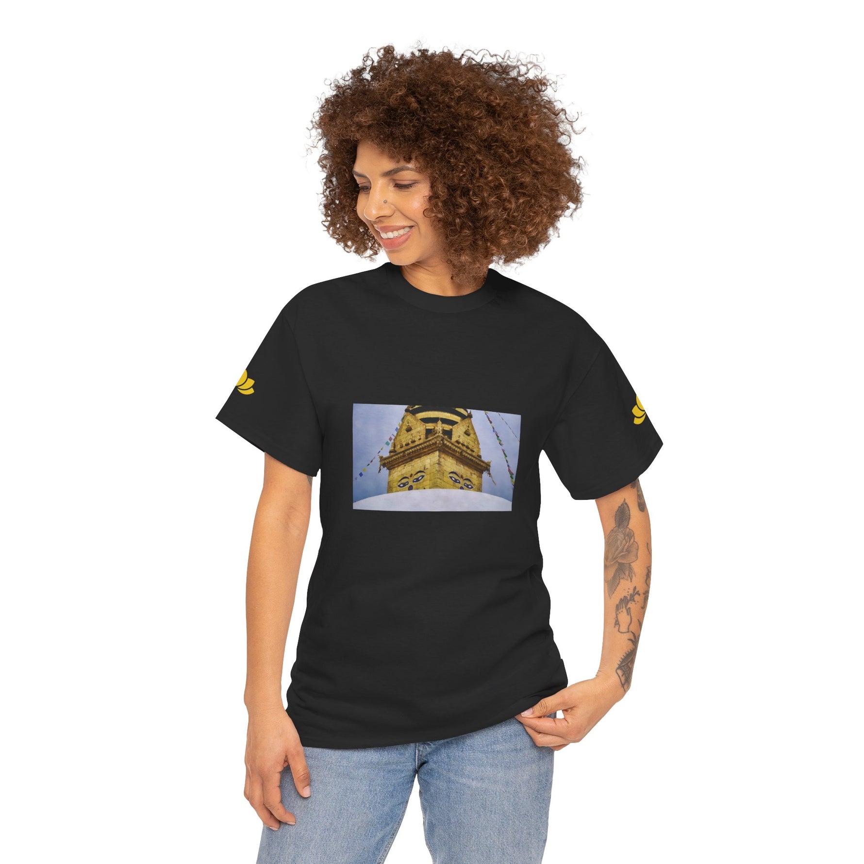 Unisex Heavy Cotton Tee - Nepal, Buddha's Eyes (Variant 4)