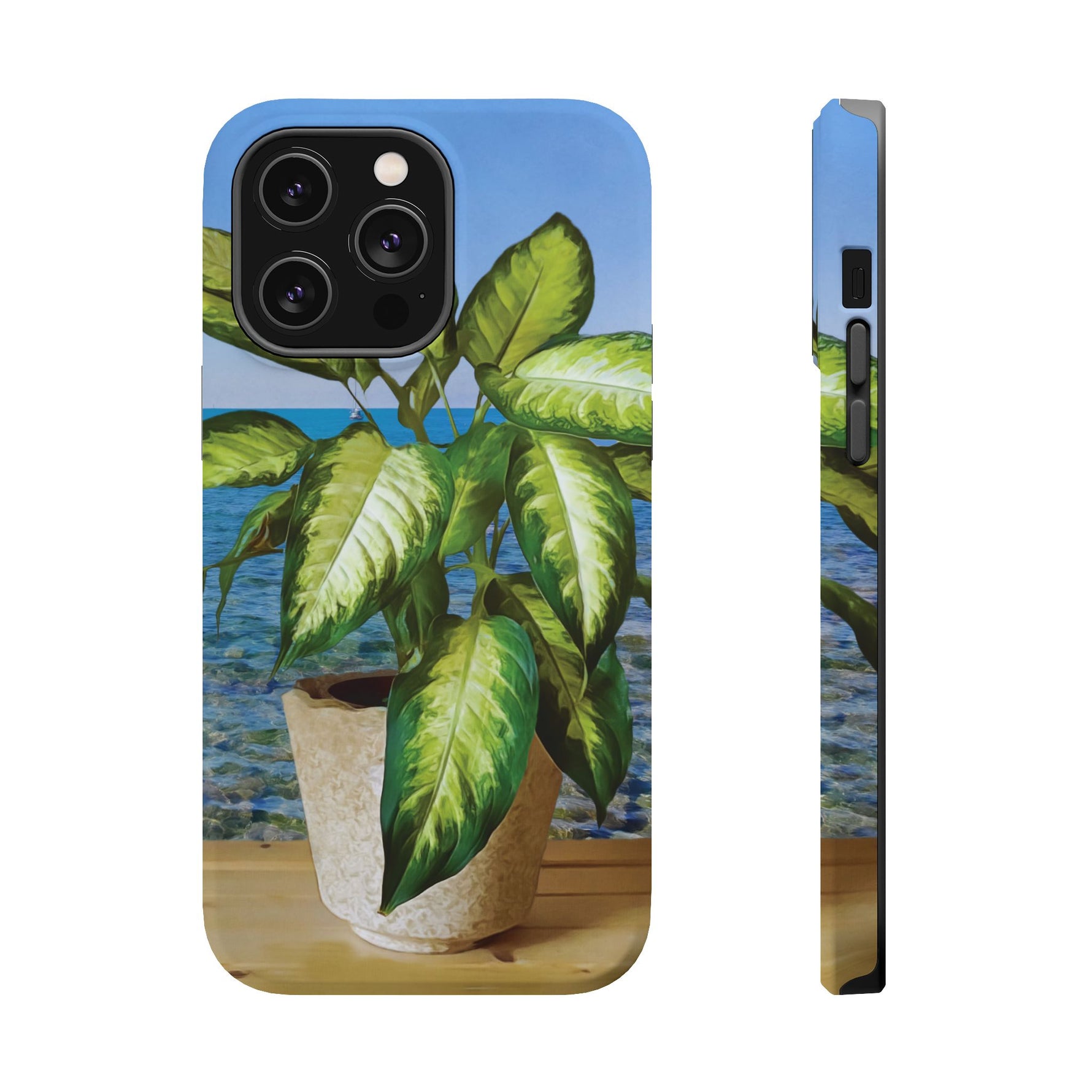 Magnetic Tough Phone Case - Dieffenbachia Plant and Sea