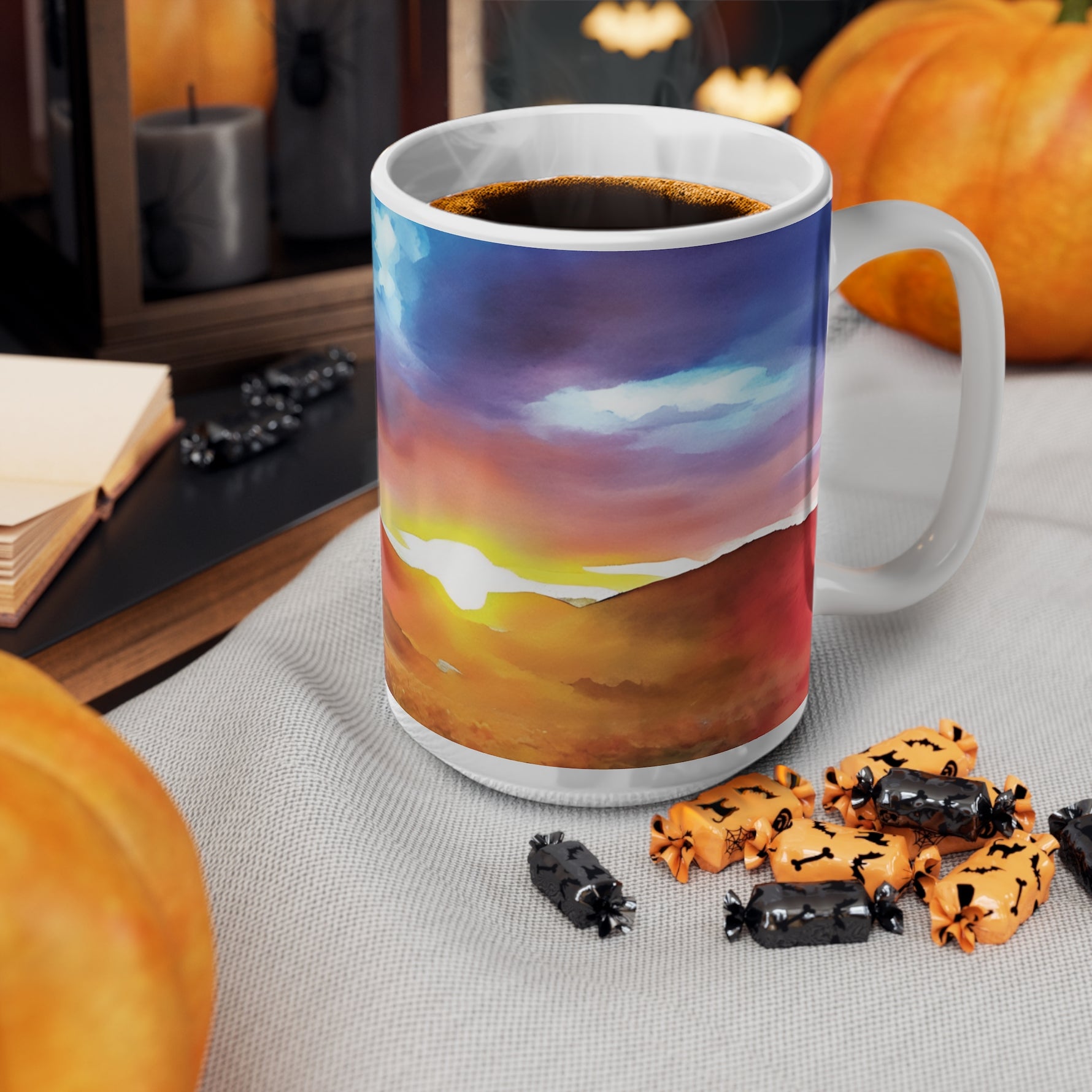 Ceramic White Cup 15oz - Tuscan Landscape (Variant 2)