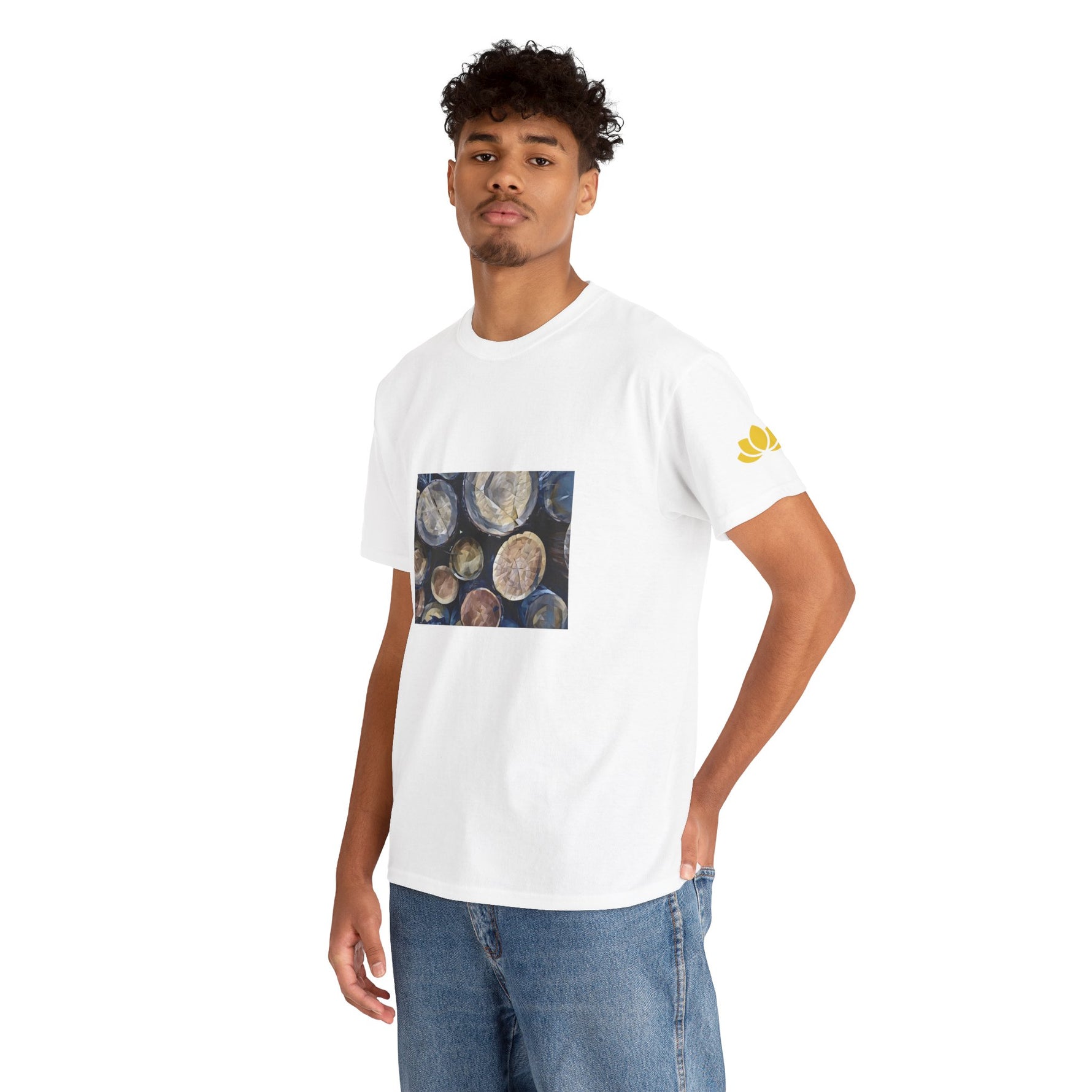 Unisex Heavy Cotton Tee - Poly Art - Wooden Trunks (Variant 2)