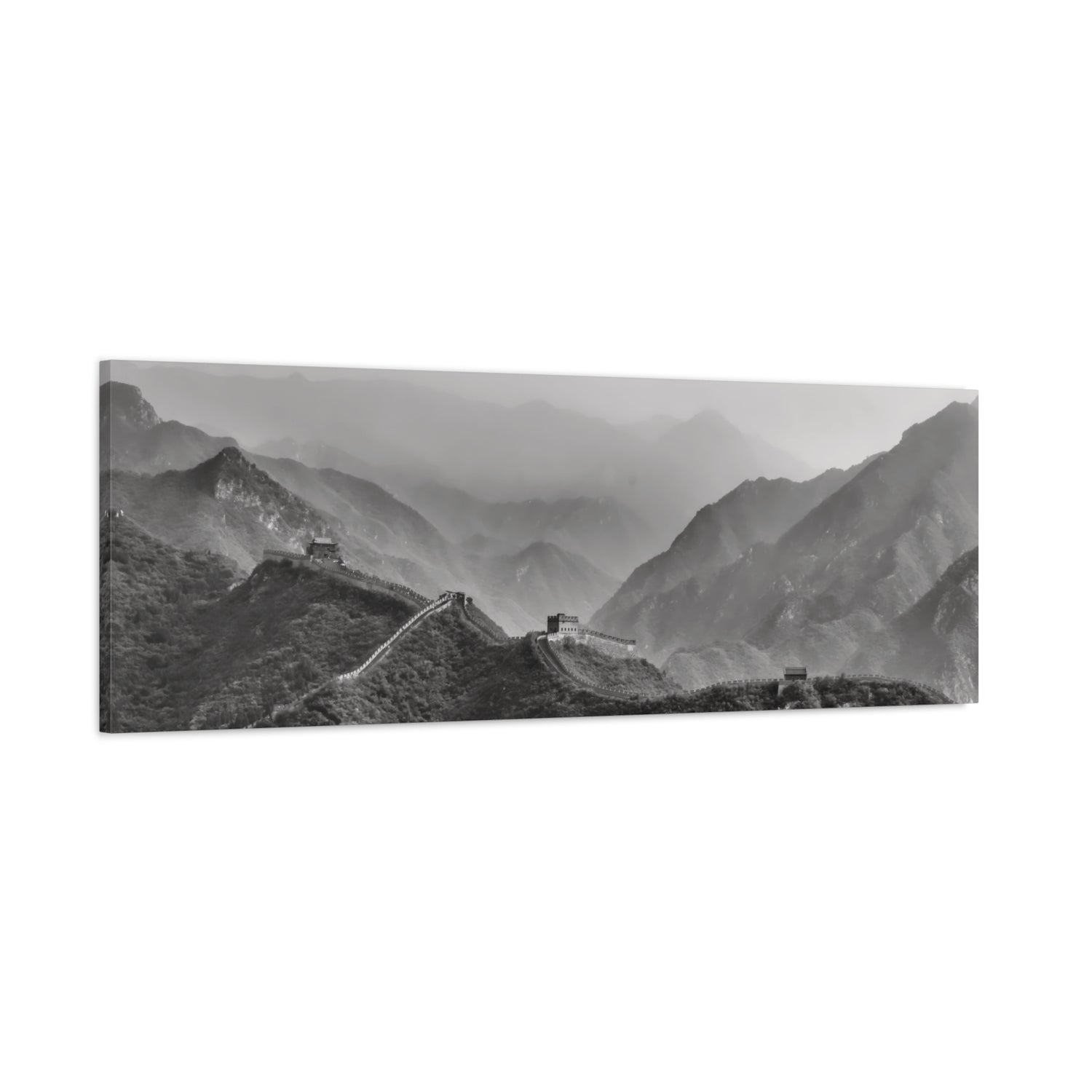 Stretched Matte Canvas - China's Great Wall (B&W variant)