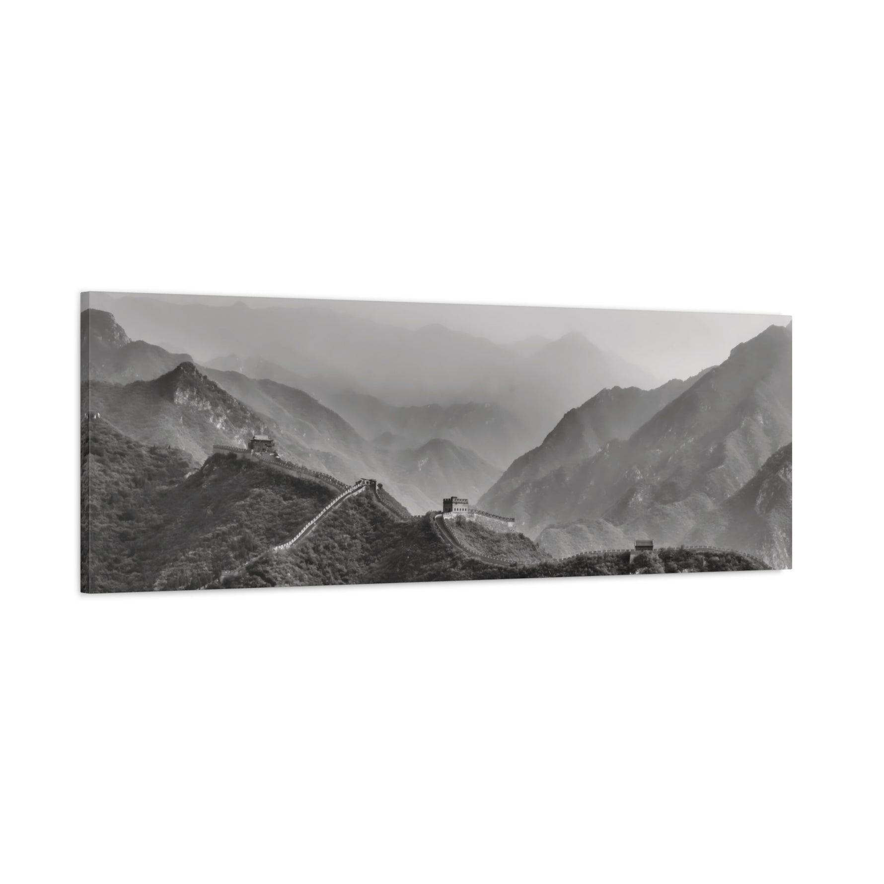 Stretched Matte Canvas - China's Great Wall (B&W variant)
