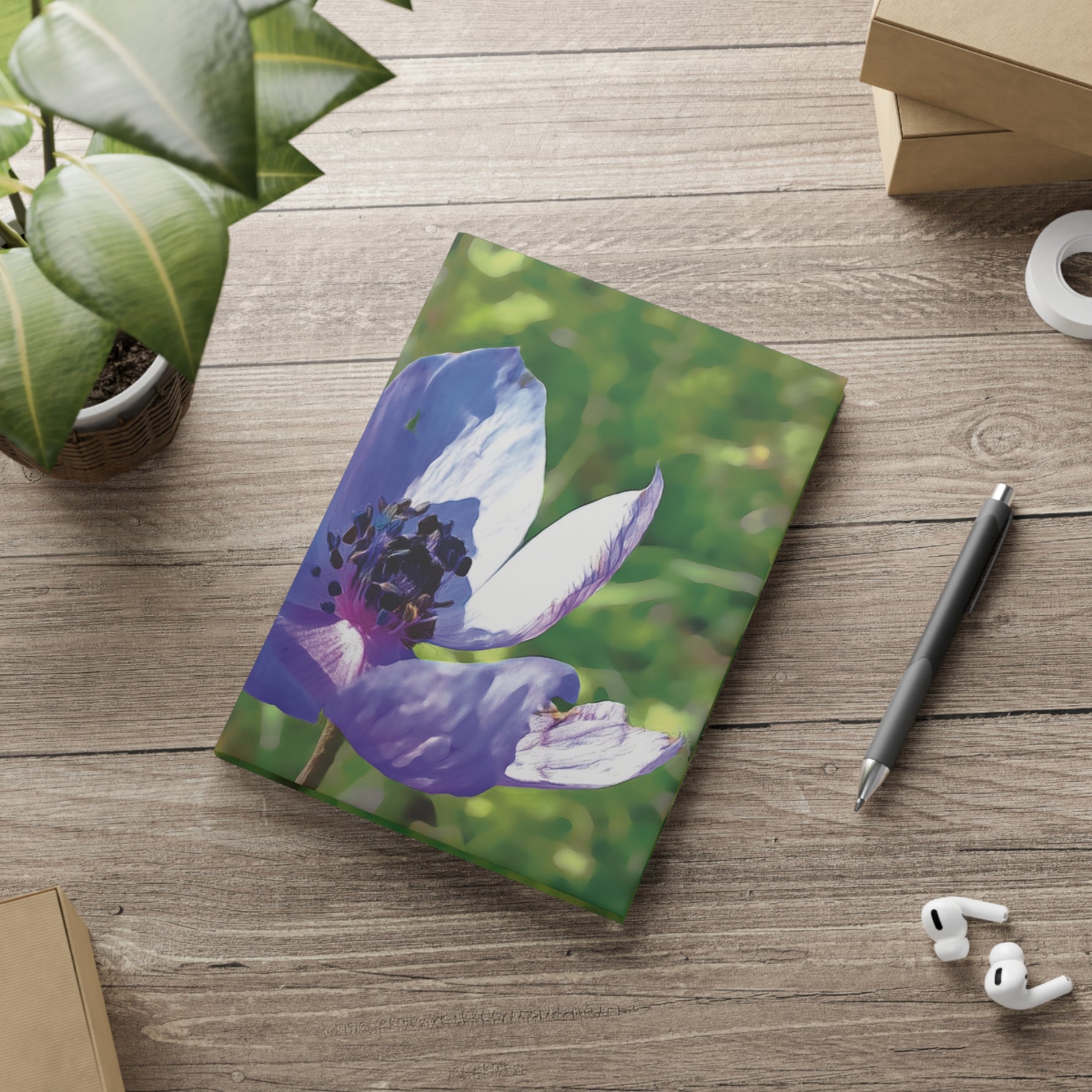 Hardcover Notebook with Puffy Covers - Flower of Anemone