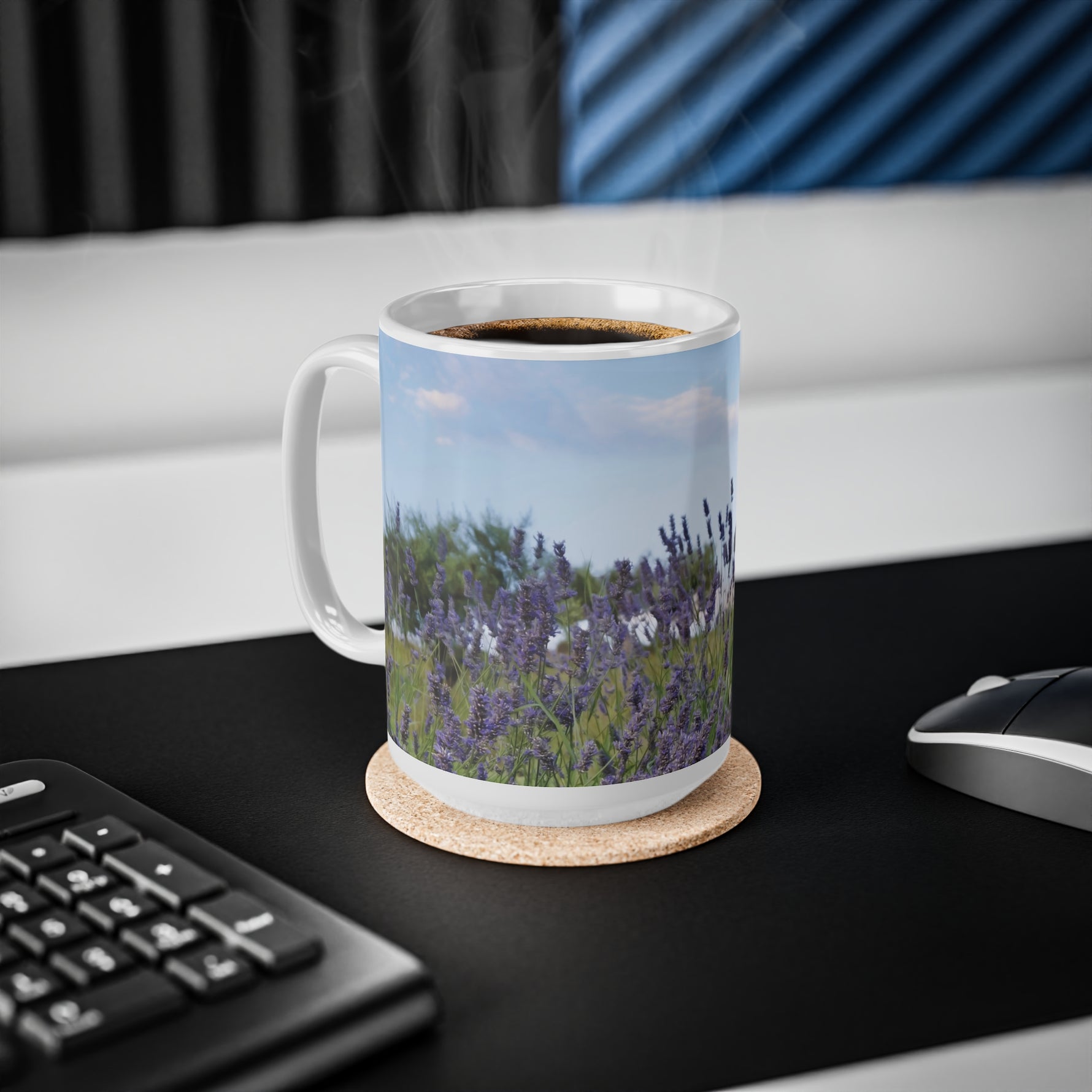 Ceramic White Cup 15oz - Flower of Lavender (Variant 2)