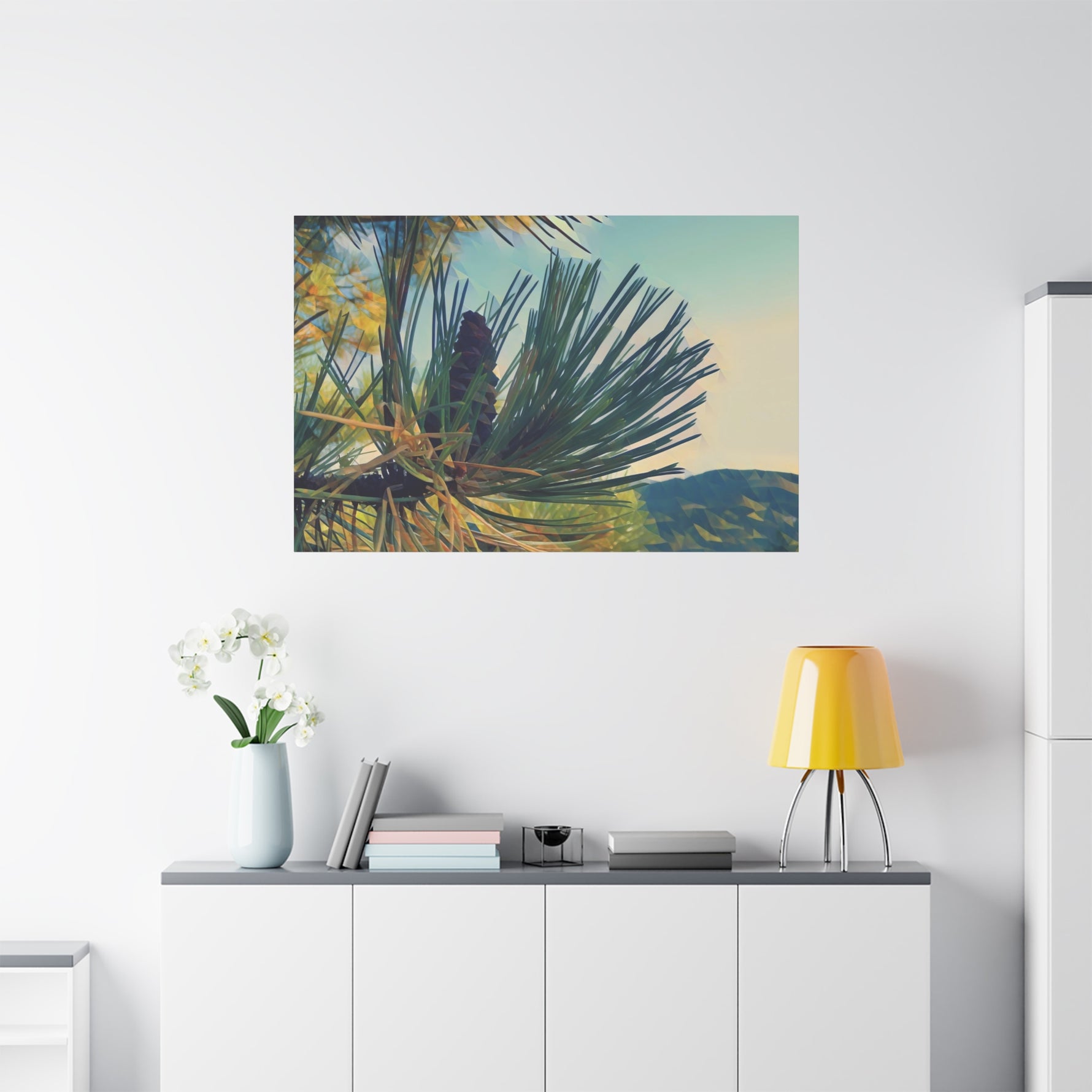 Stretched Matte Canvas - Poly Art - Fir Pinecone