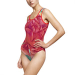 Swimsuit - Poly Art - Flower of Dahlia in Red