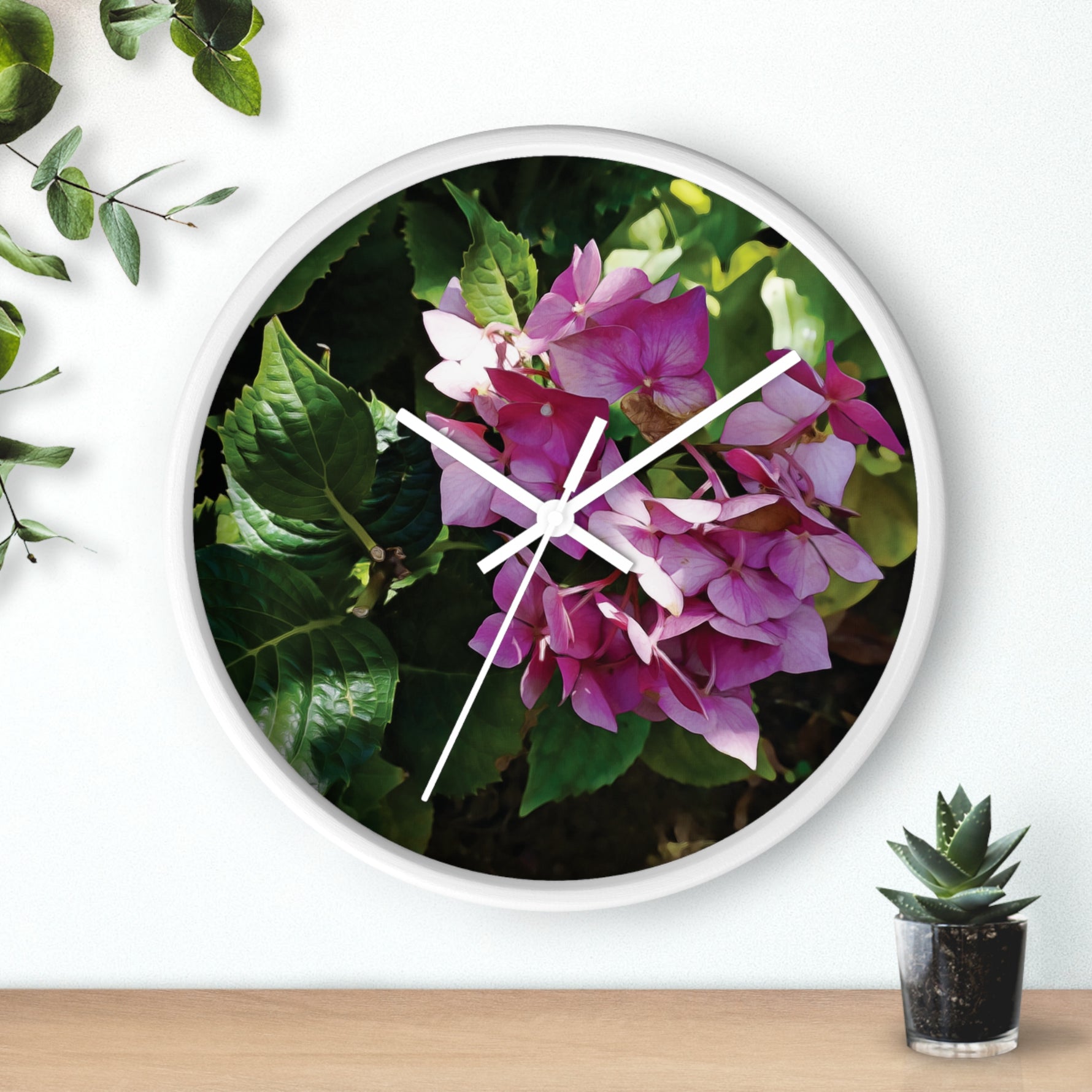 Wall Clock - Flower of Ortensia/Hydrangea Macrophylla