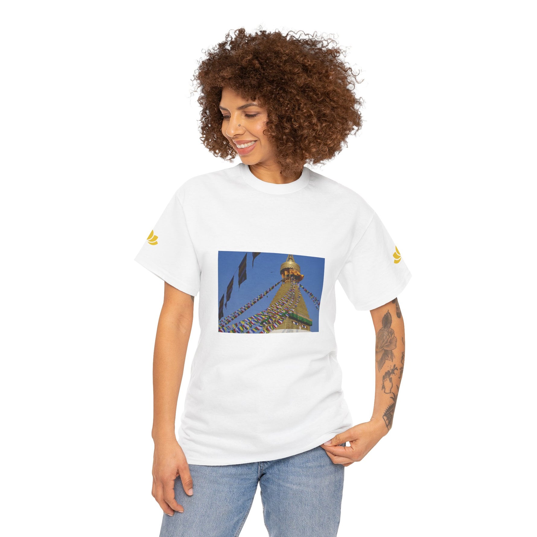 Unisex Heavy Cotton Tee - Nepal, Buddha's Eyes (Variant 2)