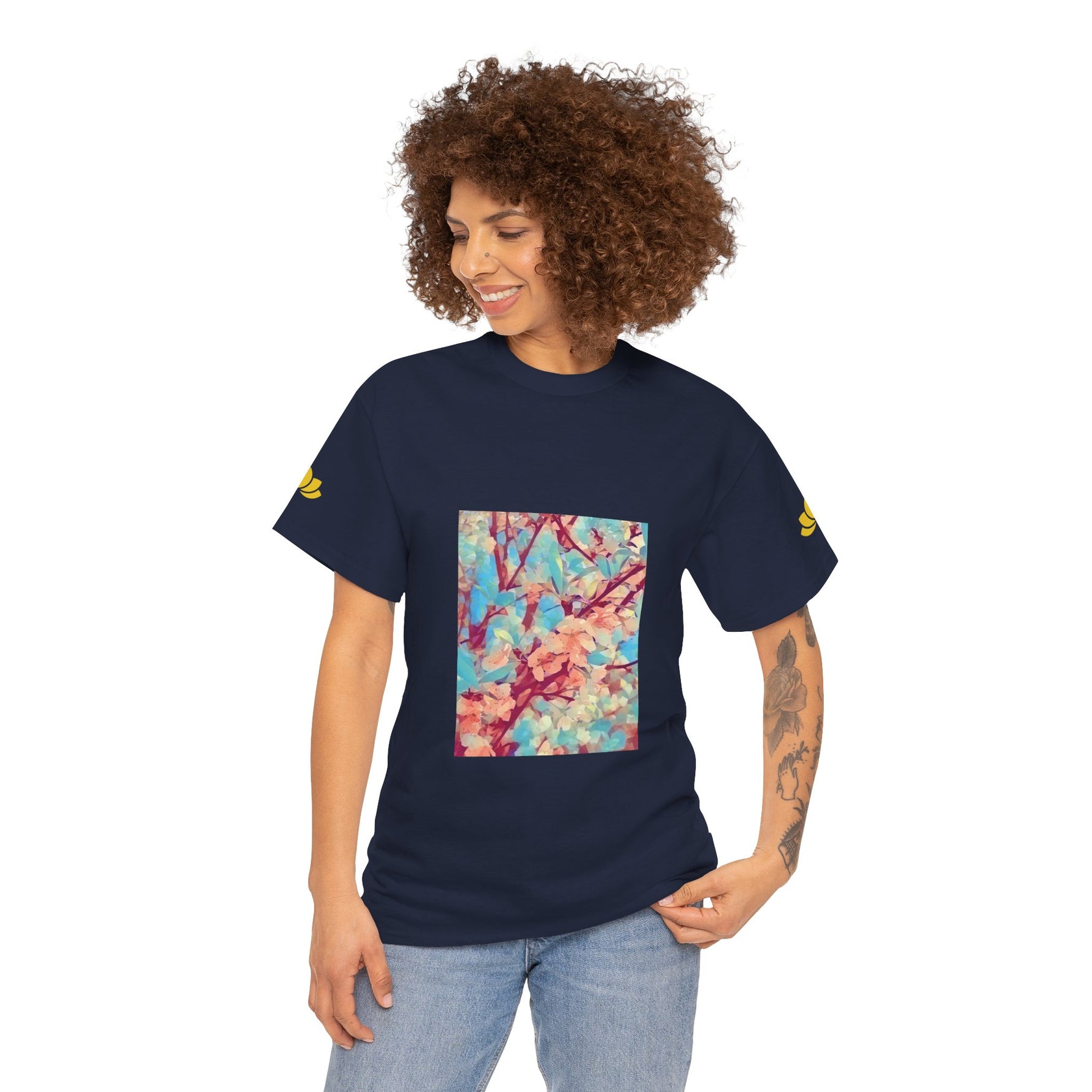 Unisex Heavy Cotton Tee - Poly Art - Apple's Tree Flower (Variant 3)