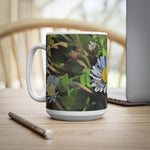 Ceramic White Cup 15oz - Poly Art - Flower of Daisies (Variant 4)