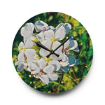 Acrylic Wall Clock - Poly Art - Flower, White