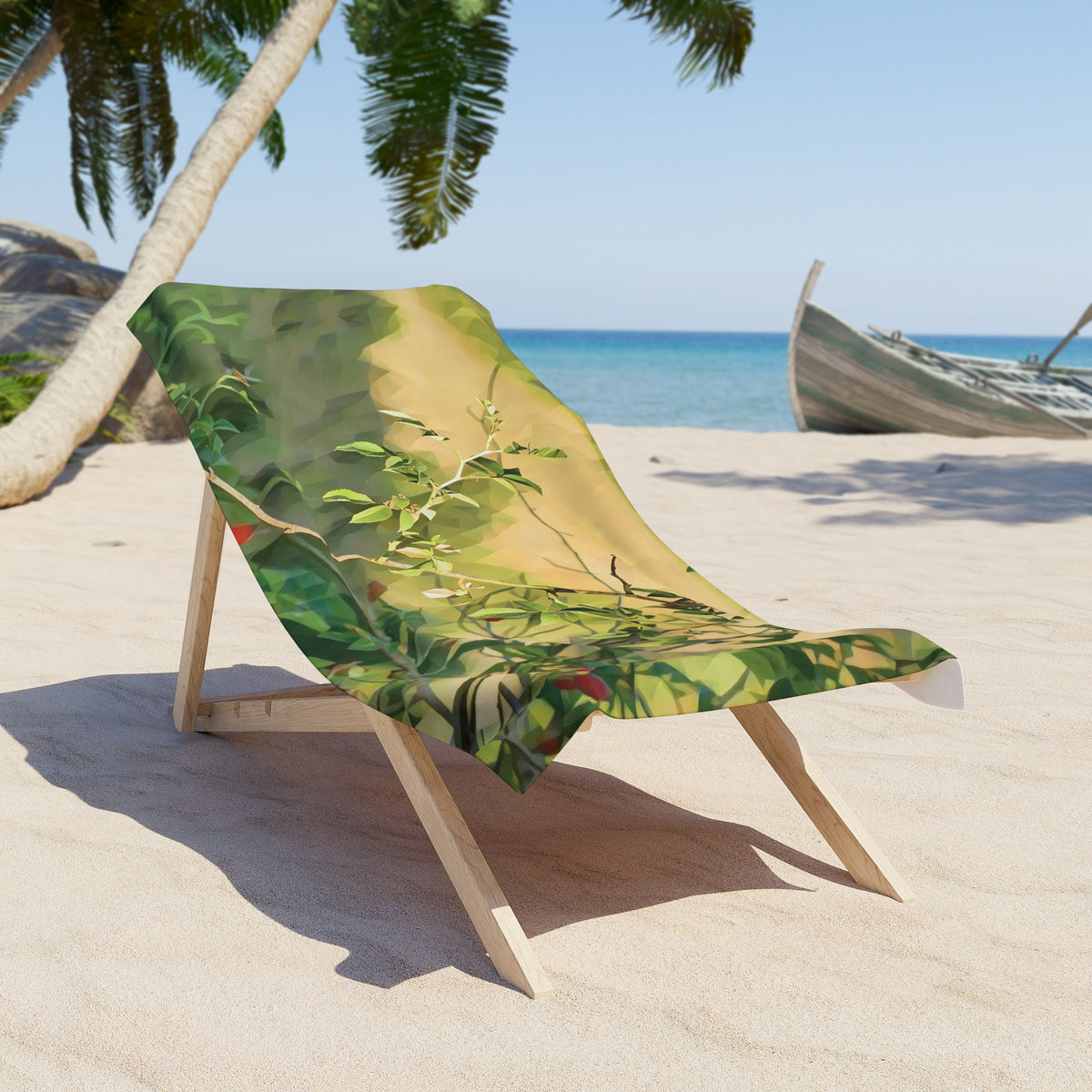 Beach Towel – Poly Art - Rosehip Plant