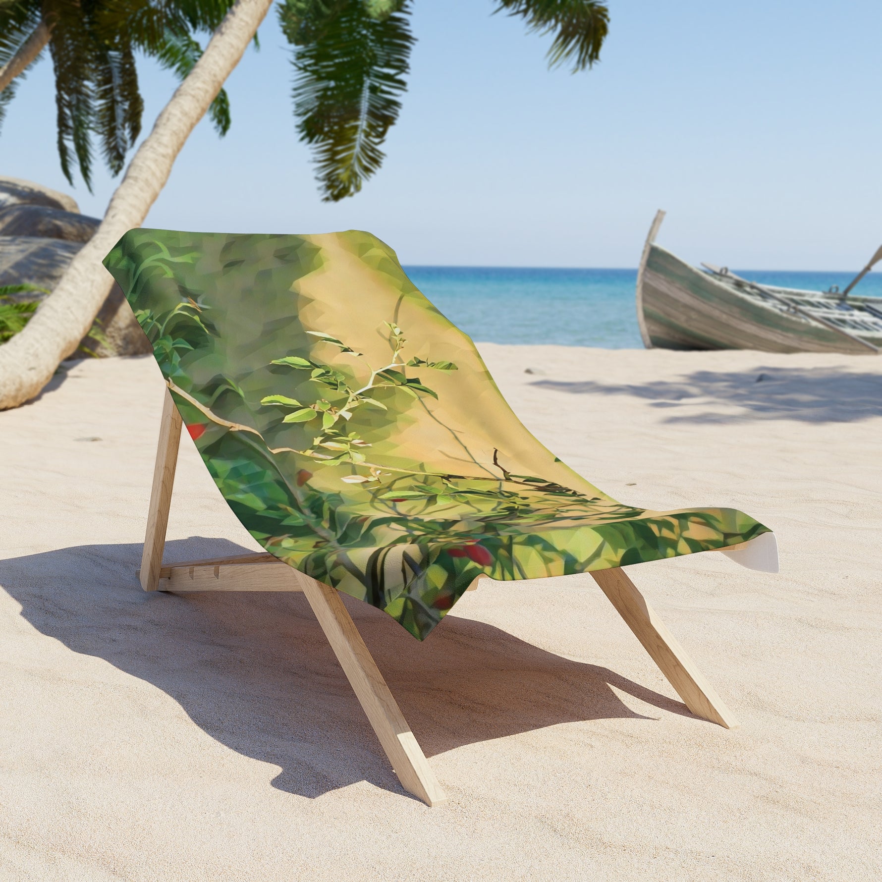 Beach Towel – Poly Art - Rosehip Plant
