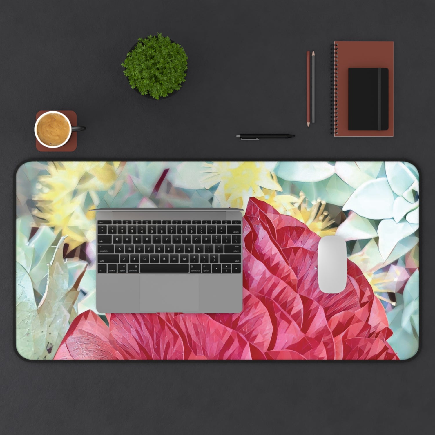 Desk Mat - Poly Art - Flower of Dahlia in red (Variant 2)