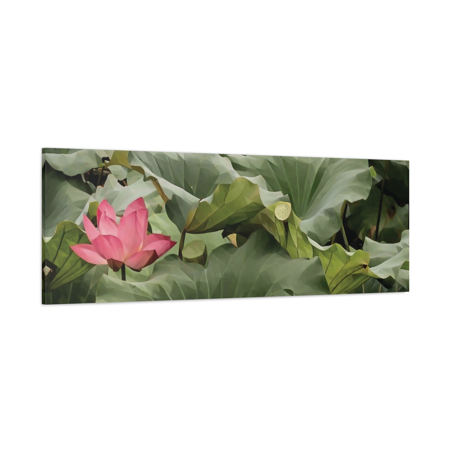Stretched Matte Canvas - Poly Art - Flower of Lotus