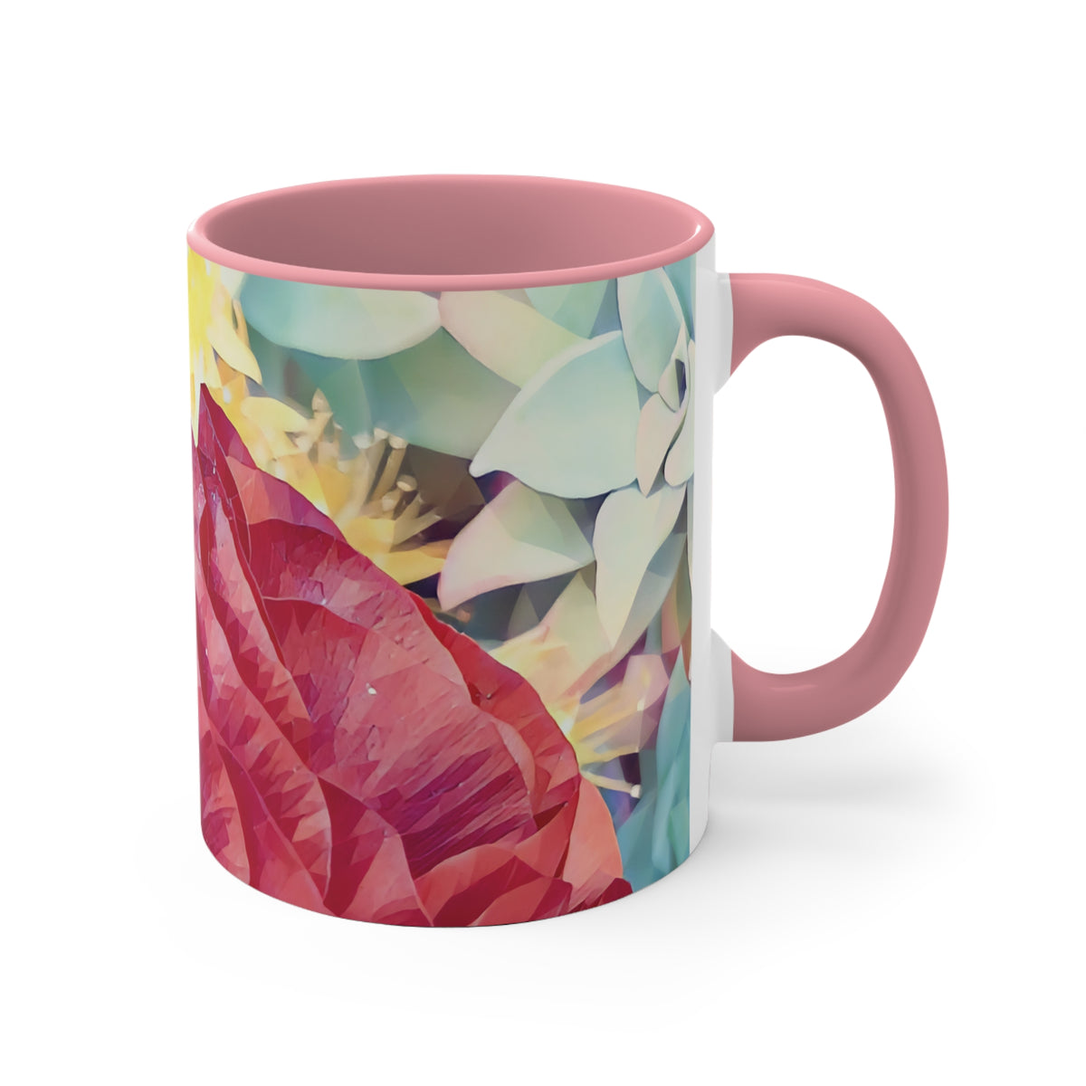 Mug 11oz - Poly Art - Flower of Dahlia in Red (Variant 1)