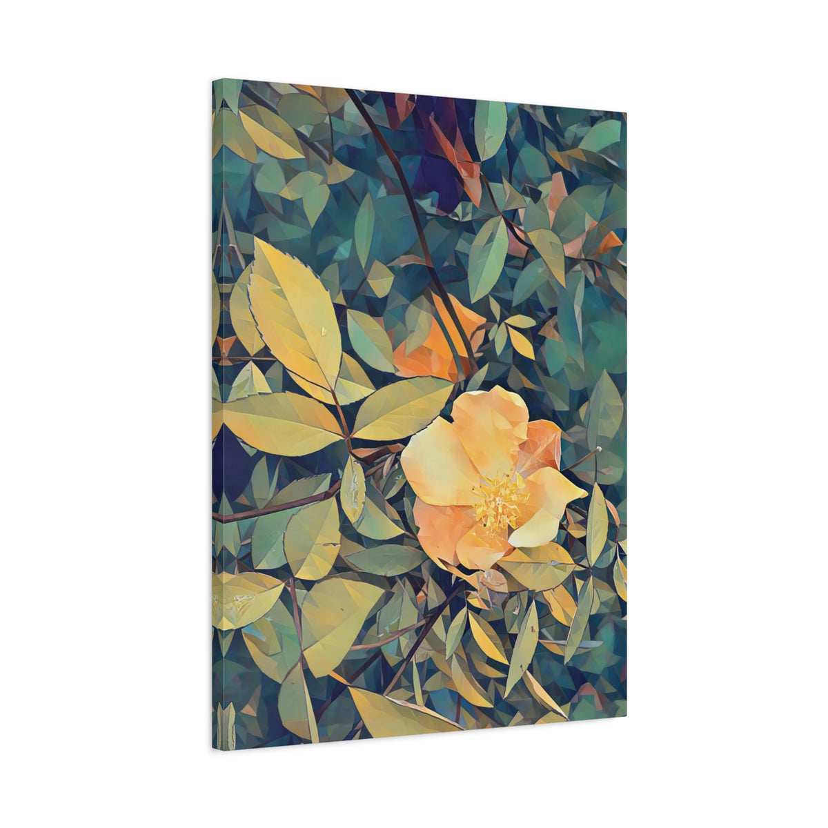 Stretched Matte Canvas - Poly Art - Flower of Rose (Variant 2)