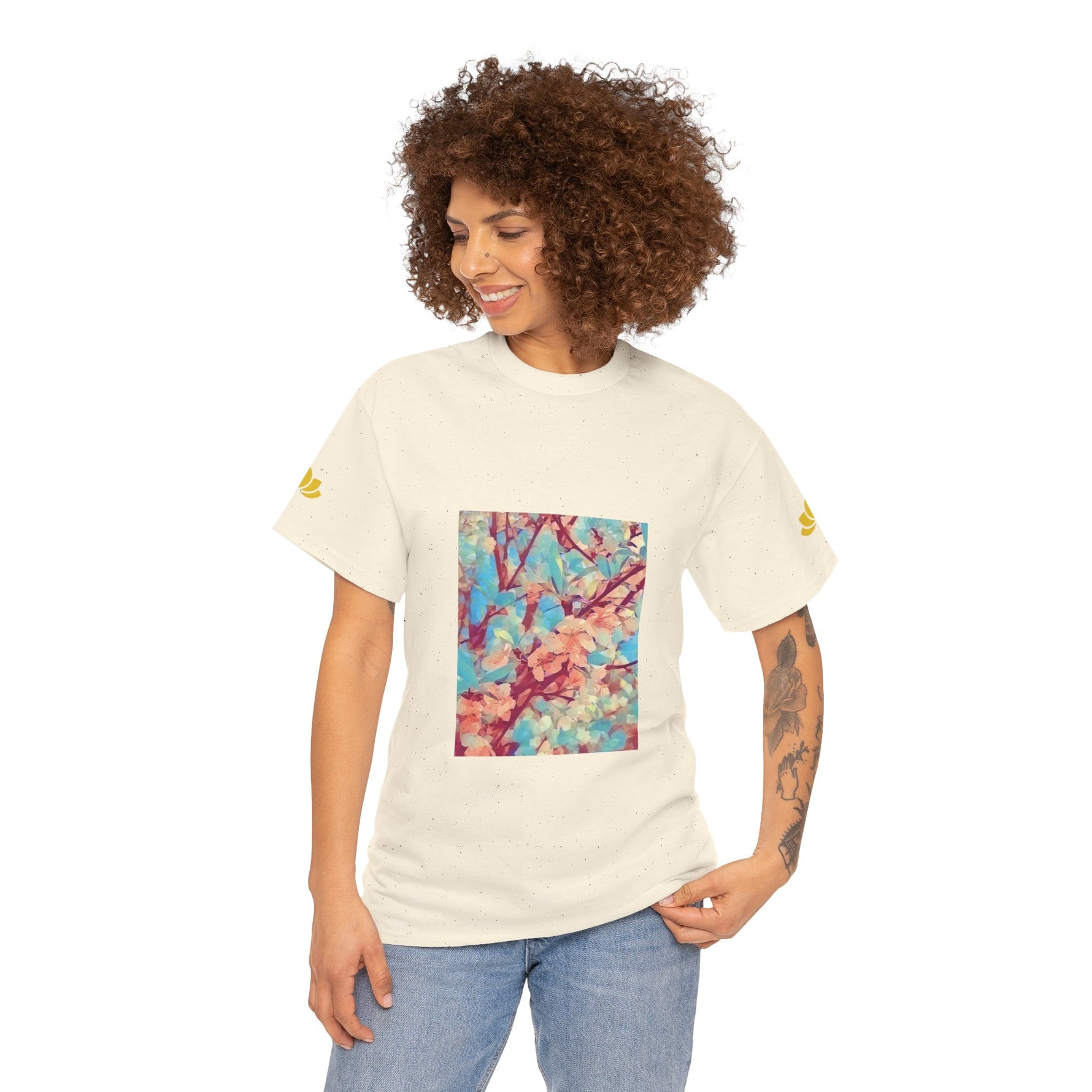 Unisex Heavy Cotton Tee - Poly Art - Apple's Tree Flower (Variant 3)