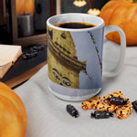 Ceramic White Cup 15oz - Nepal, Stupa with Buddha's Eyes (Variant 1)