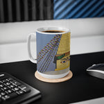 Ceramic White Cup 15oz - Nepal, Stupa with Buddha's Eyes (Variant 4)