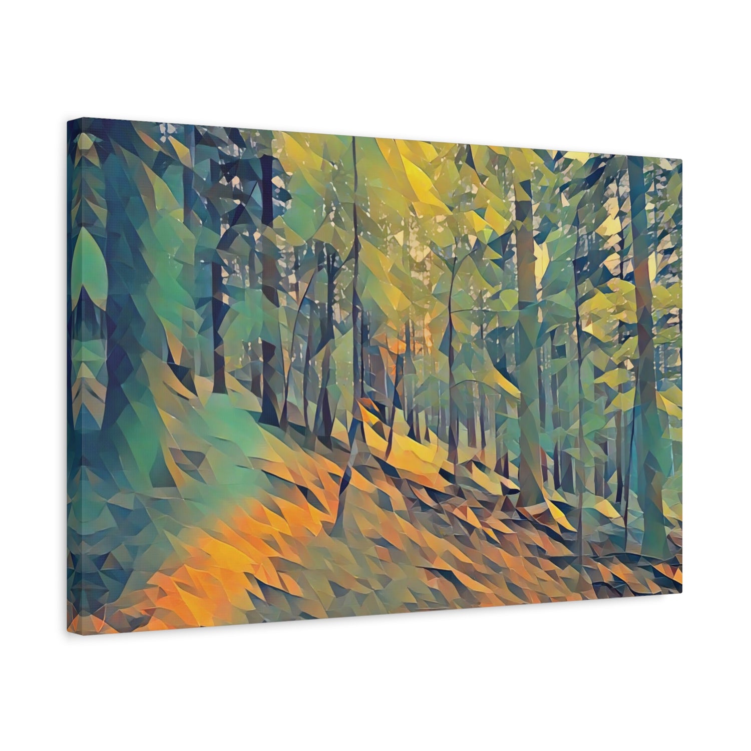 Stretched Matte Canvas - Poly Art - Forest, a Path (Variant 3)