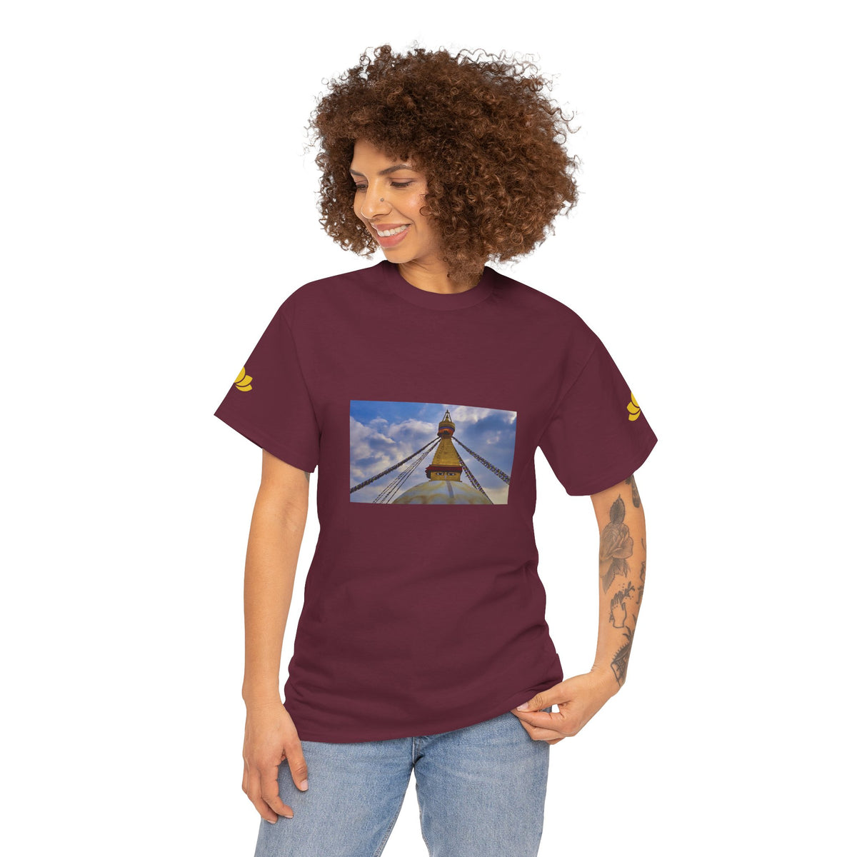 Unisex Heavy Cotton Tee - Nepal, Buddha's Eyes (Variant 5)