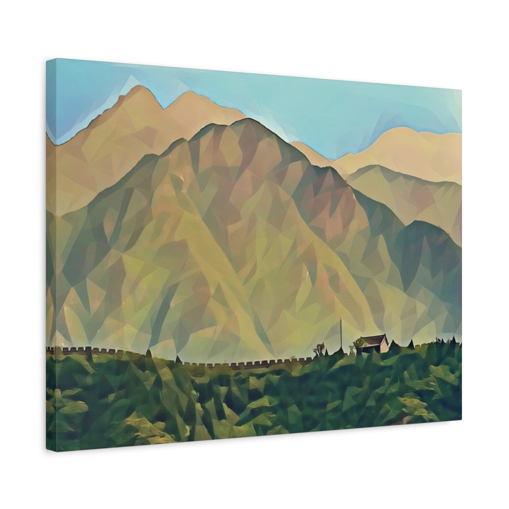 Stretched Matte Canvas - Poly Art - China's Great Wall (Variant 2)