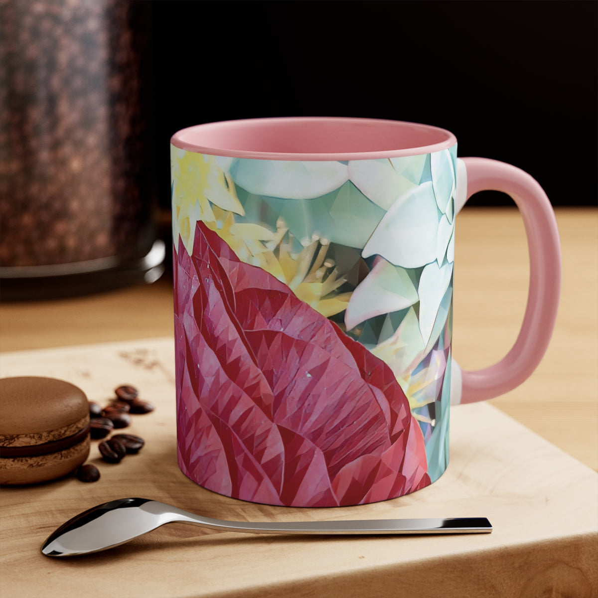 Mug 11oz - Poly Art - Flower of Dahlia in Red (Variant 2)