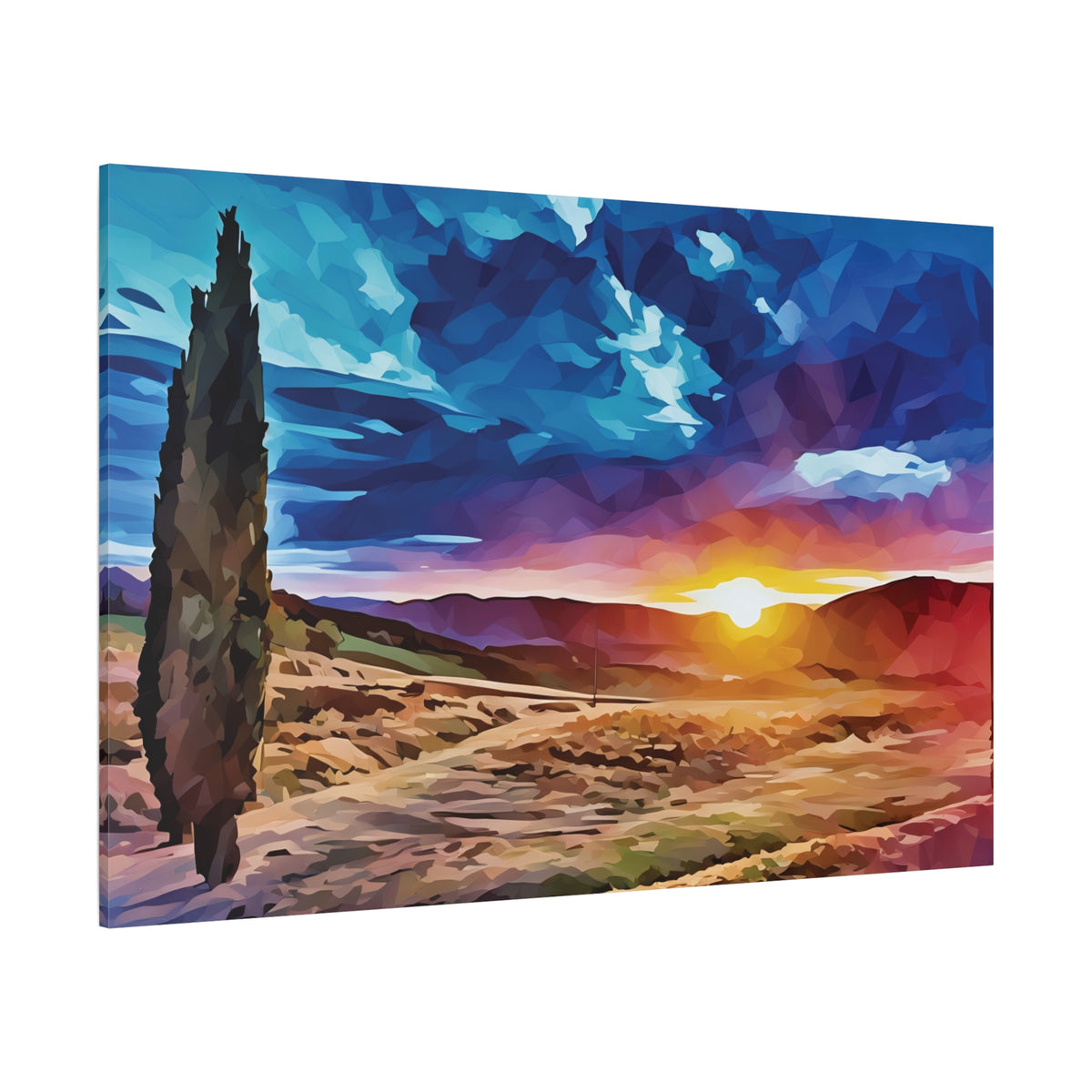 Stretched Matte Canvas - Poly Art - Tuscan Landscape (Variant 2)