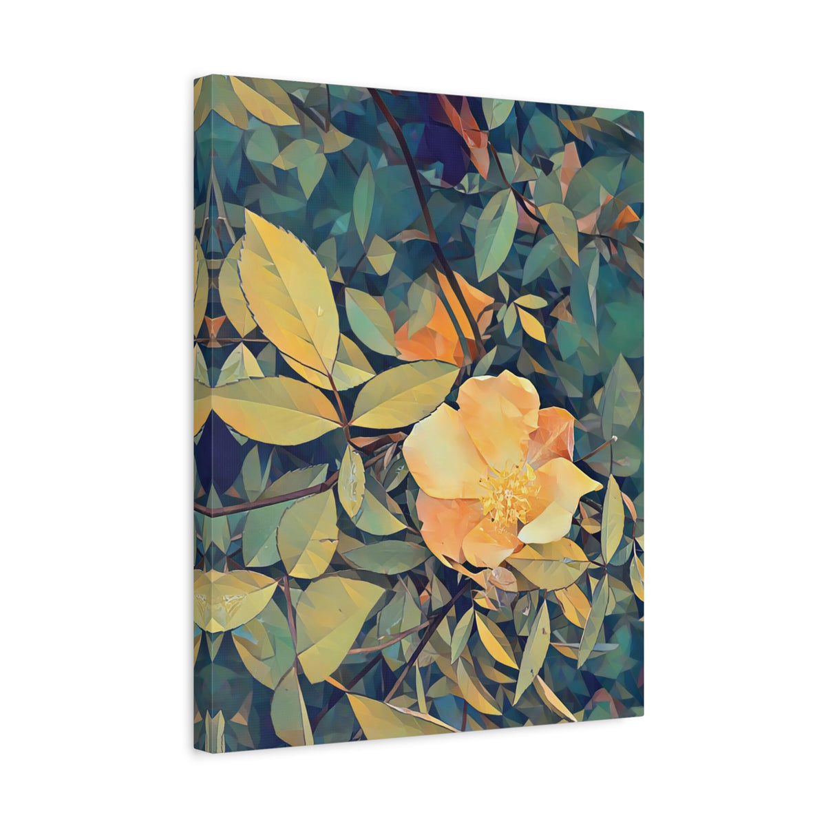 Stretched Matte Canvas - Poly Art - Flower of Rose (Variant 2)