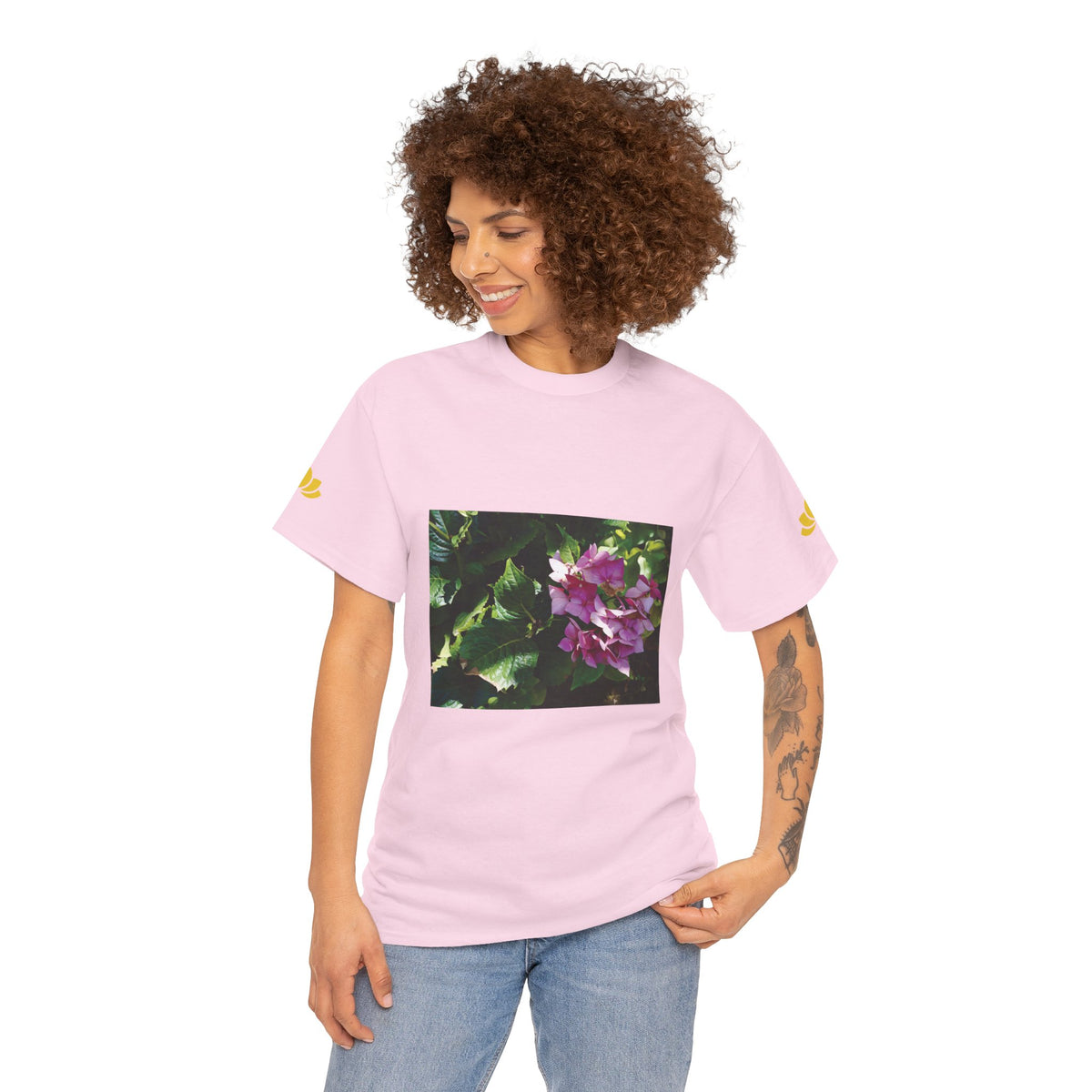 Unisex Heavy Cotton Tee - Flower of Ortensia/Hydrangea Macrophylla