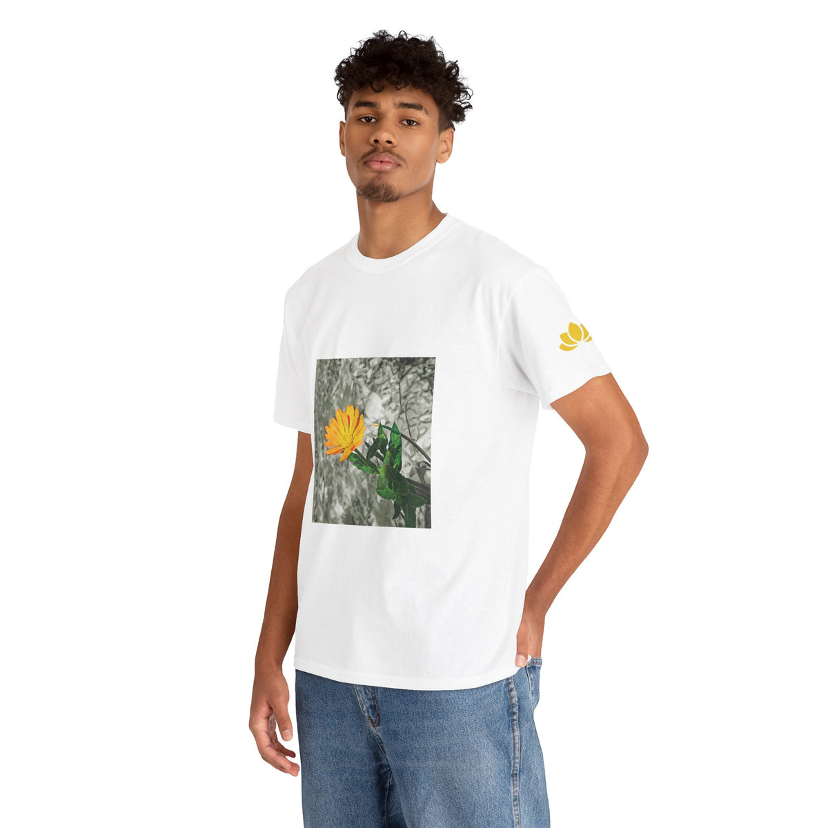 Unisex Heavy Cotton Tee - Poly Art - Flower of Calendula (Variant 1)