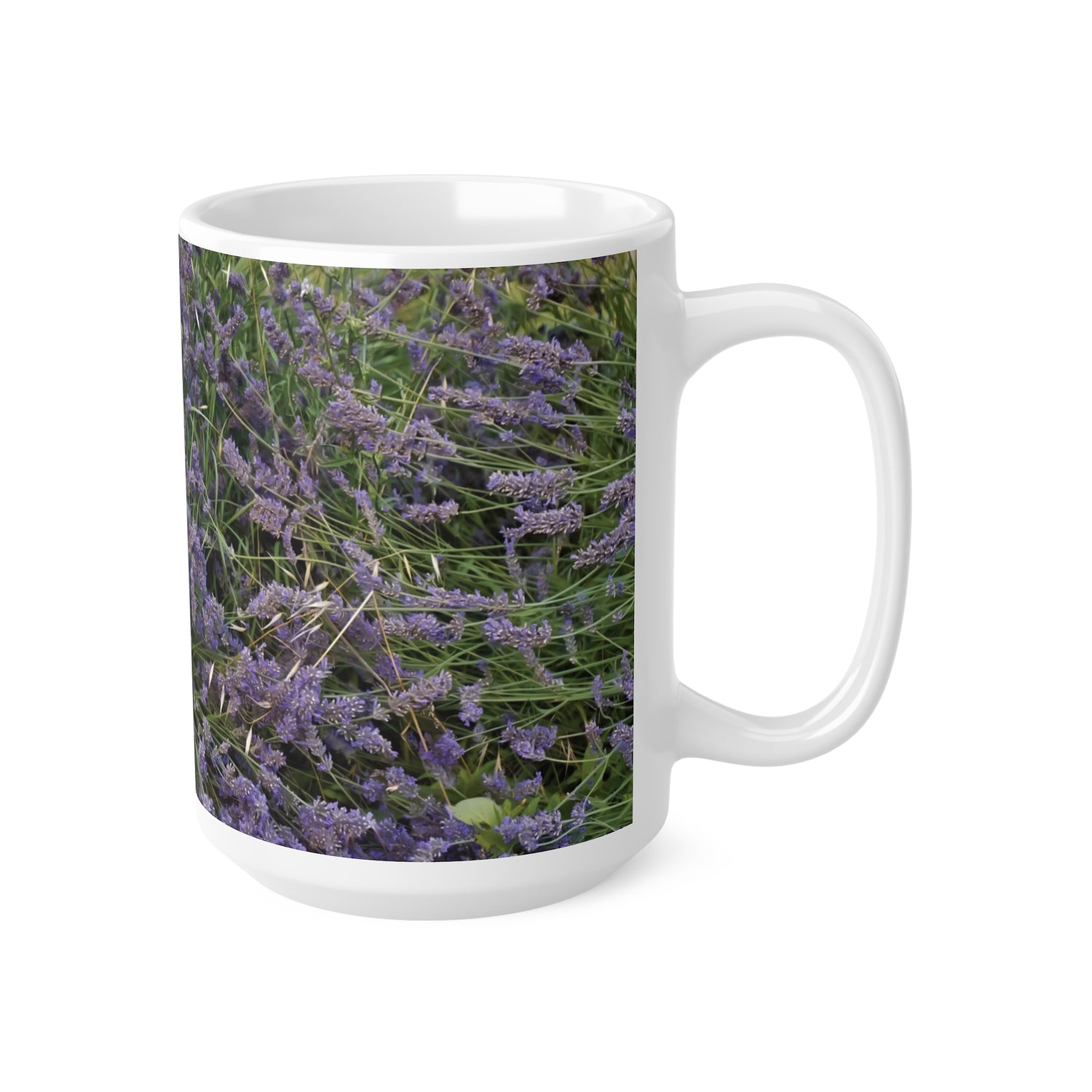 Ceramic White Cup 15oz - Flower of Lavender (Variant 1)