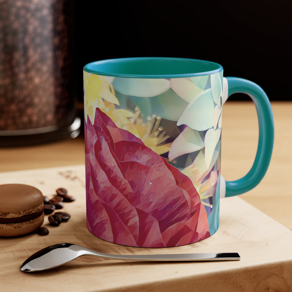 Mug 11oz - Poly Art - Flower of Dahlia in Red (Variant 1)