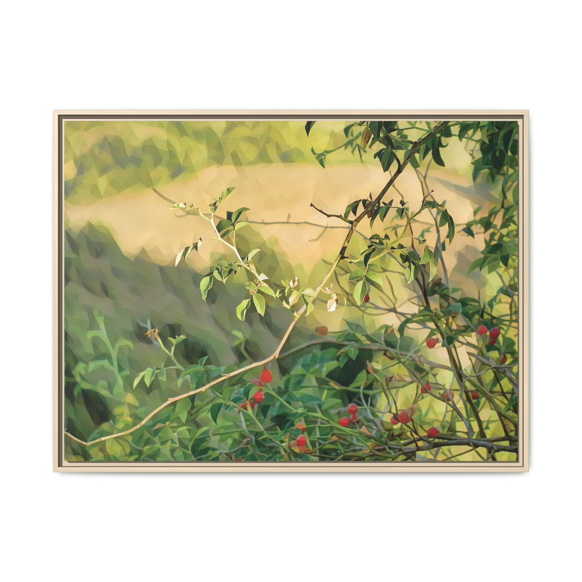 Rosehip | Poly Art | Framed Canvas