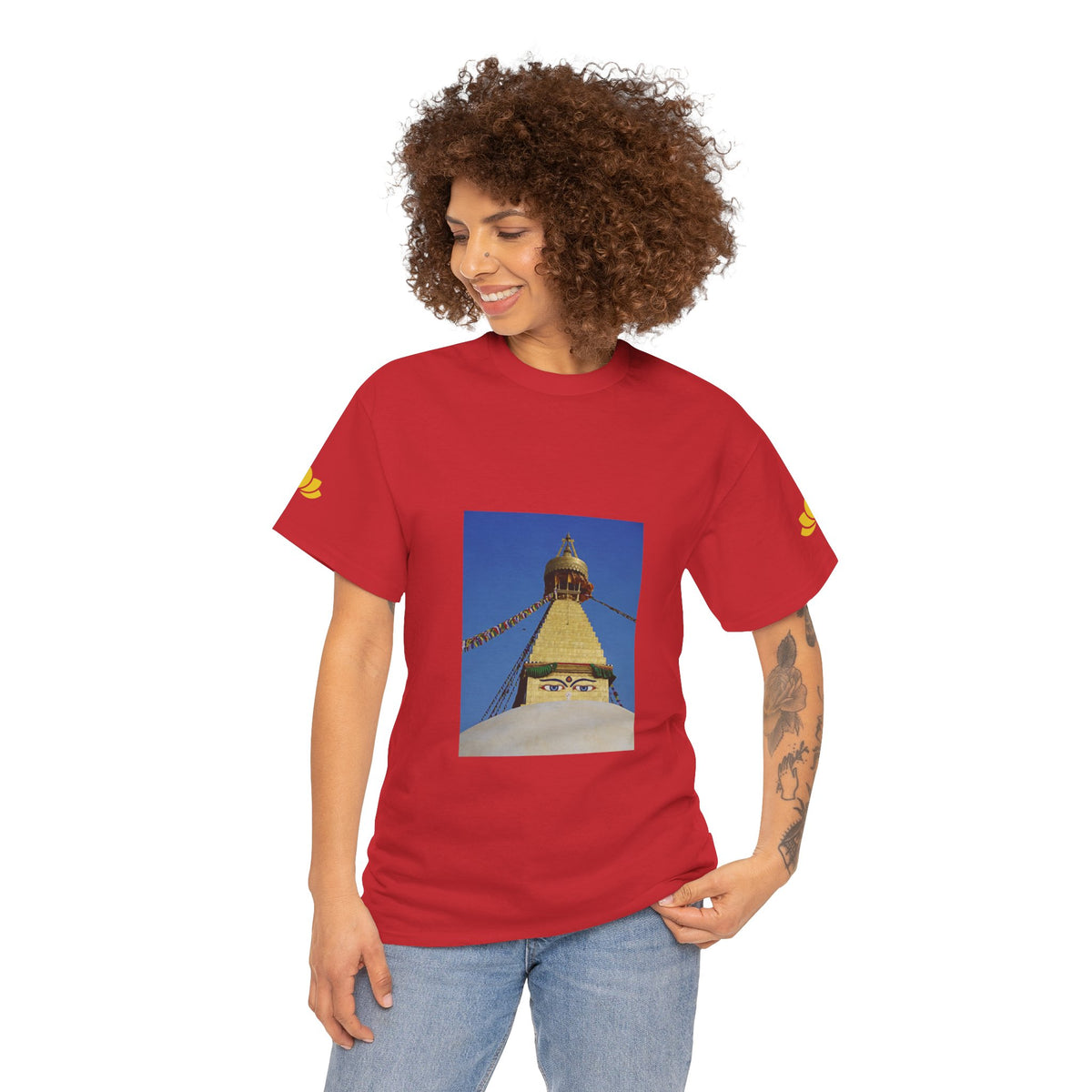 Unisex Heavy Cotton Tee - Nepal, Buddha's Eyes (Variant 1)