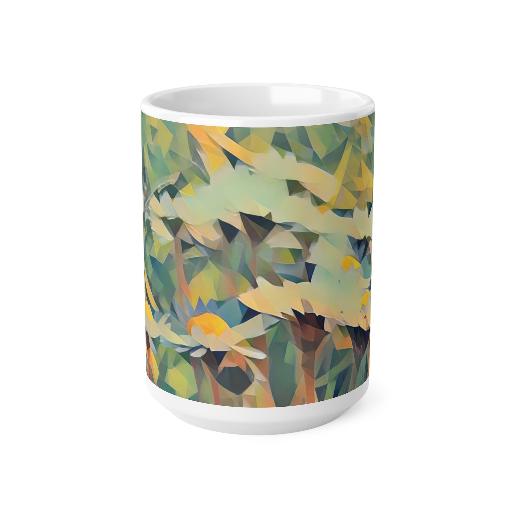 Ceramic White Cup 15oz - Poly Art - Flower of Daisies (Variant 2)