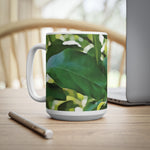 Ceramic White Cup 15oz - Apple's Tree Leaves