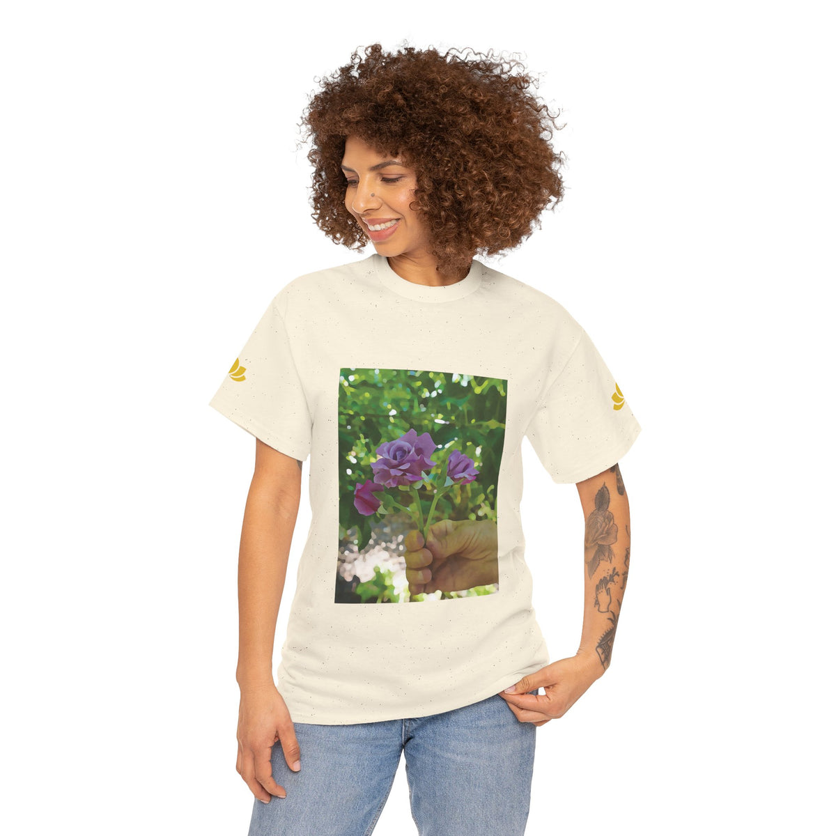 Unisex Heavy Cotton Tee - Flower of Rose, Small Bouquet