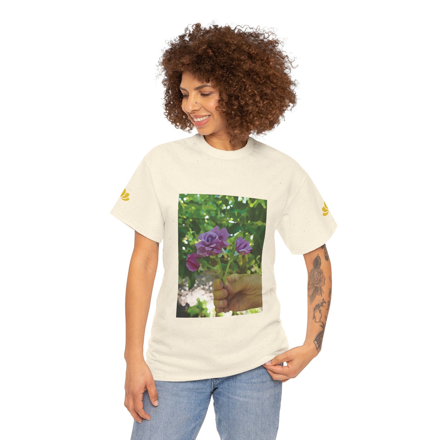 Unisex Heavy Cotton Tee - Flower of Rose, Small Bouquet