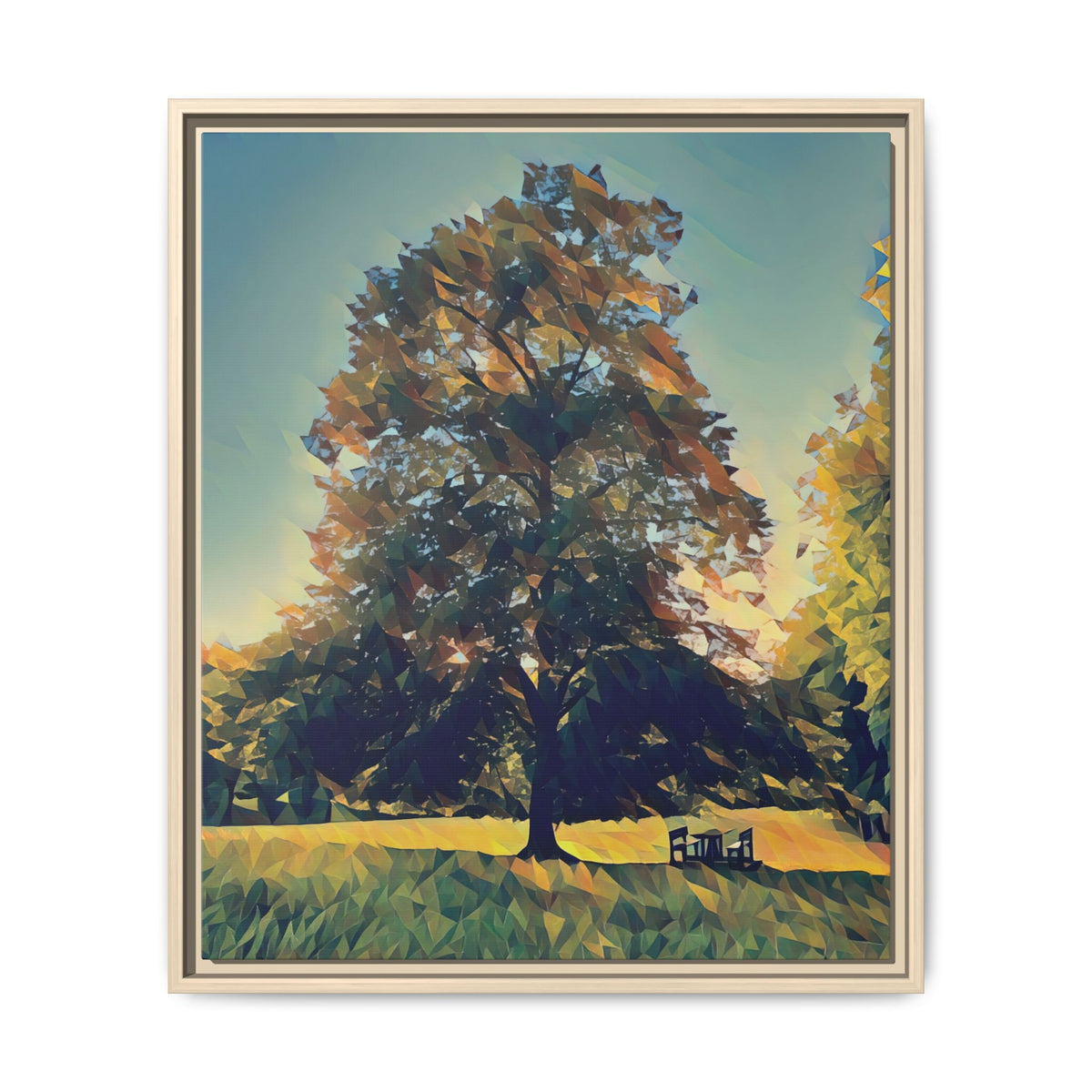 Rooted in Light (Golden Sunset) | Poly Art | Framed Canvas
