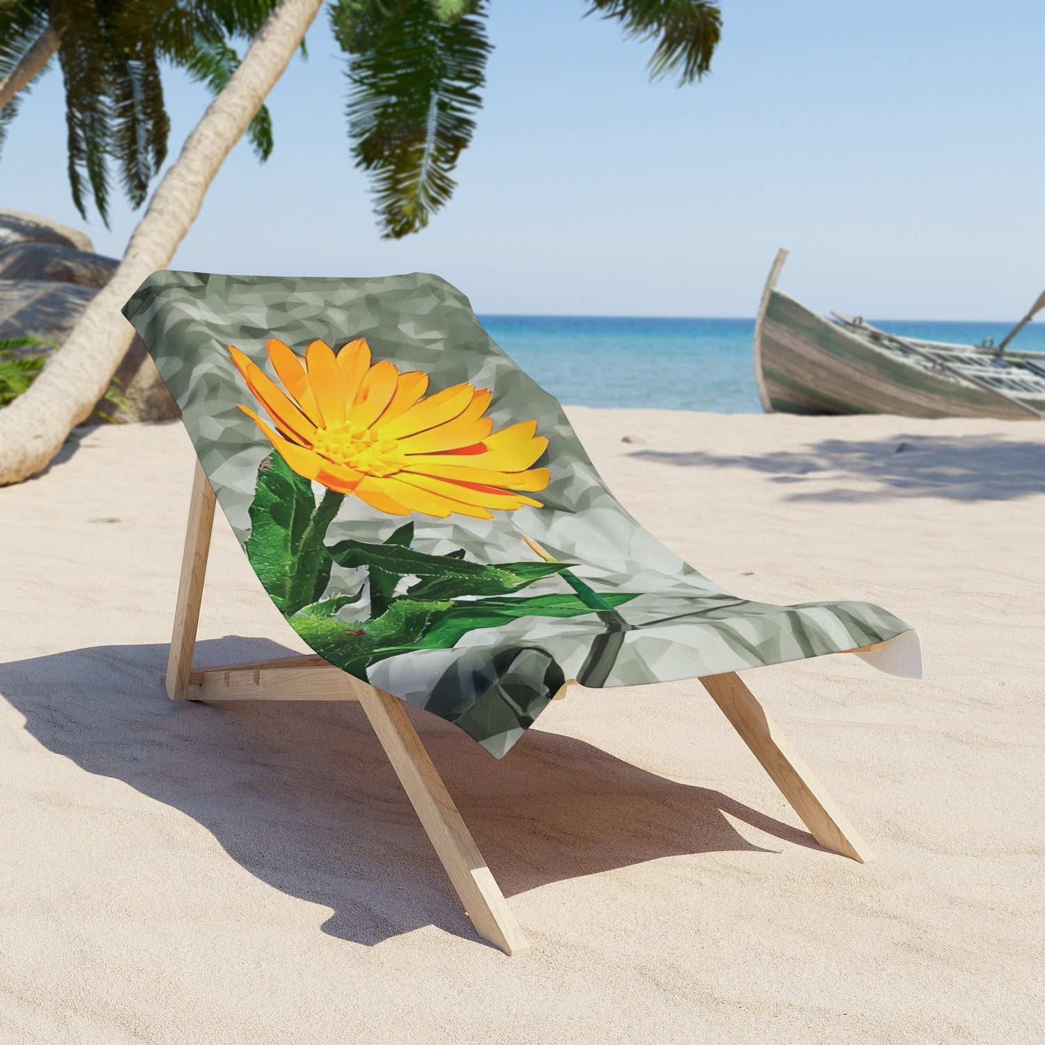 Beach Towel – Poly Art - Flower of Calendula (Variant 1)